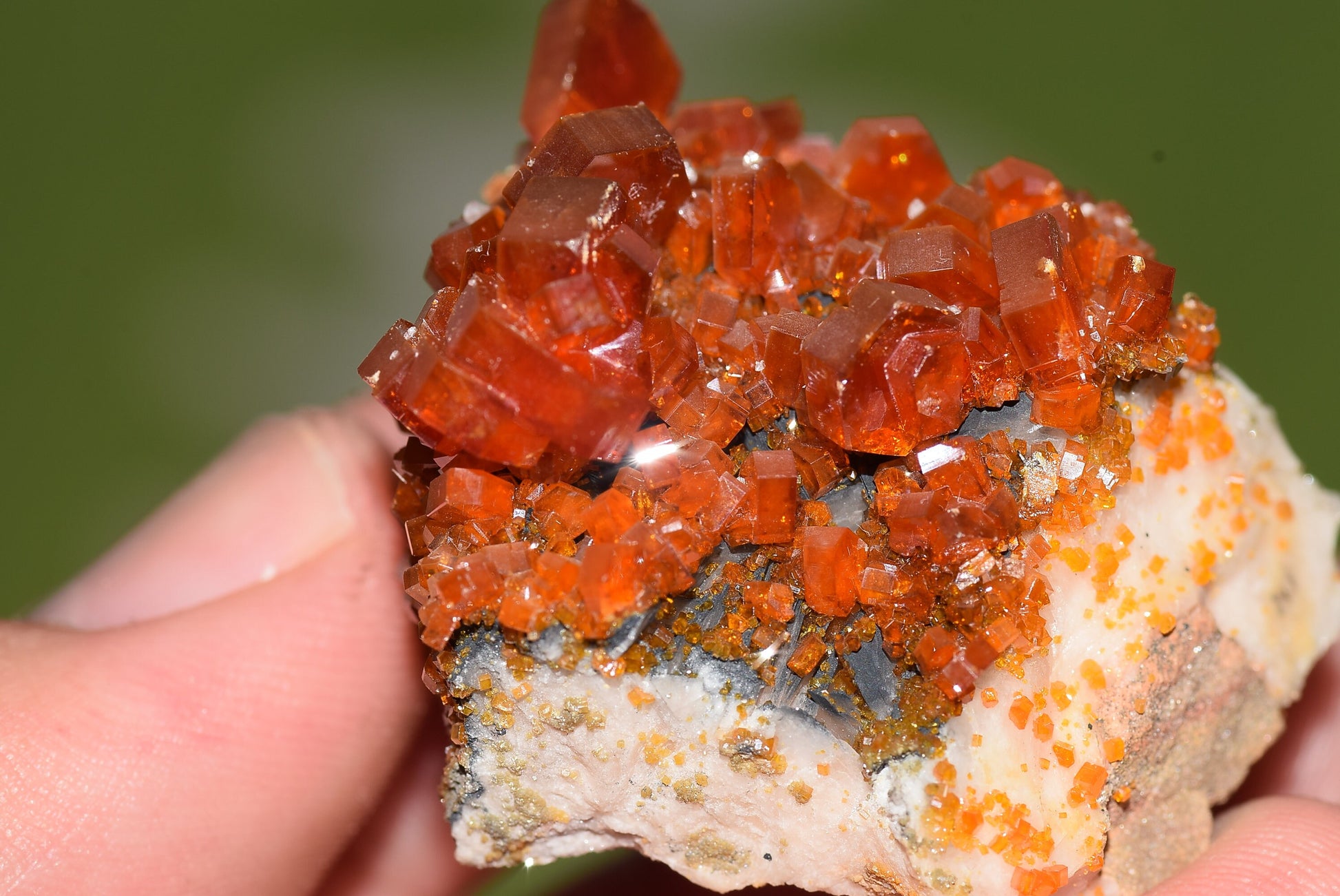 Vanadinite Mineral on Matrix Red Orange Genuine Crystals from Morocco Raw Druzy Natural Specimen Earth Chakra Grounding Gemstone - MeteoriteNwa.com