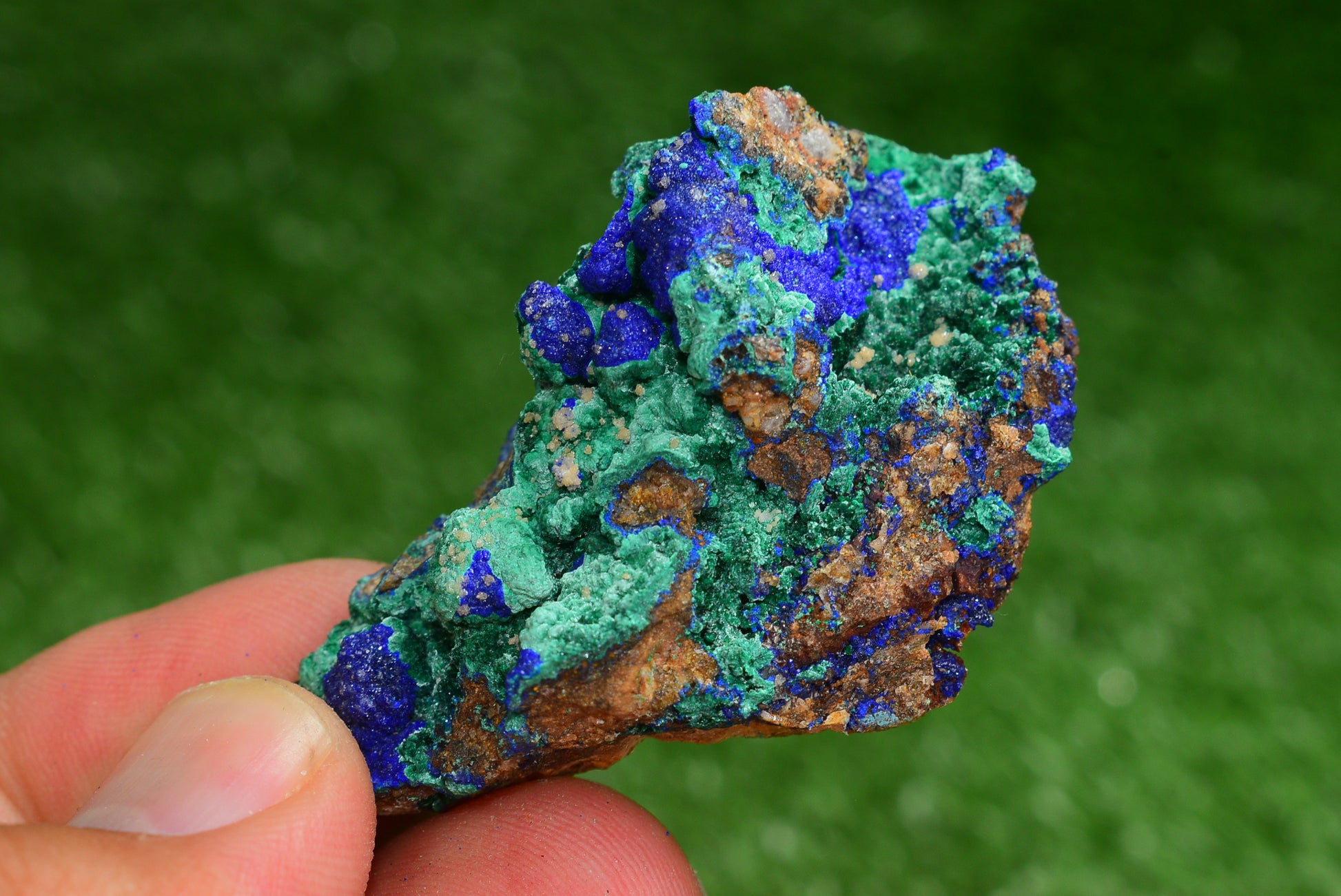 Azurite over Malachite Crystal from Morocco - Freeform Cluster Shape, Natural and Genuine - MeteoriteNwa.com