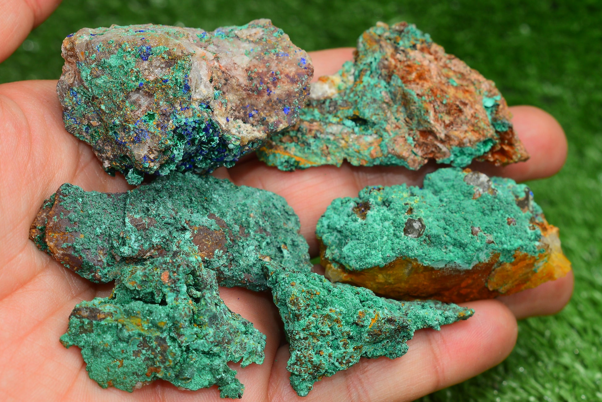 Azurite over Malachite Crystal from Morocco - Freeform Cluster Shape, Natural and Genuine - MeteoriteNwa.com