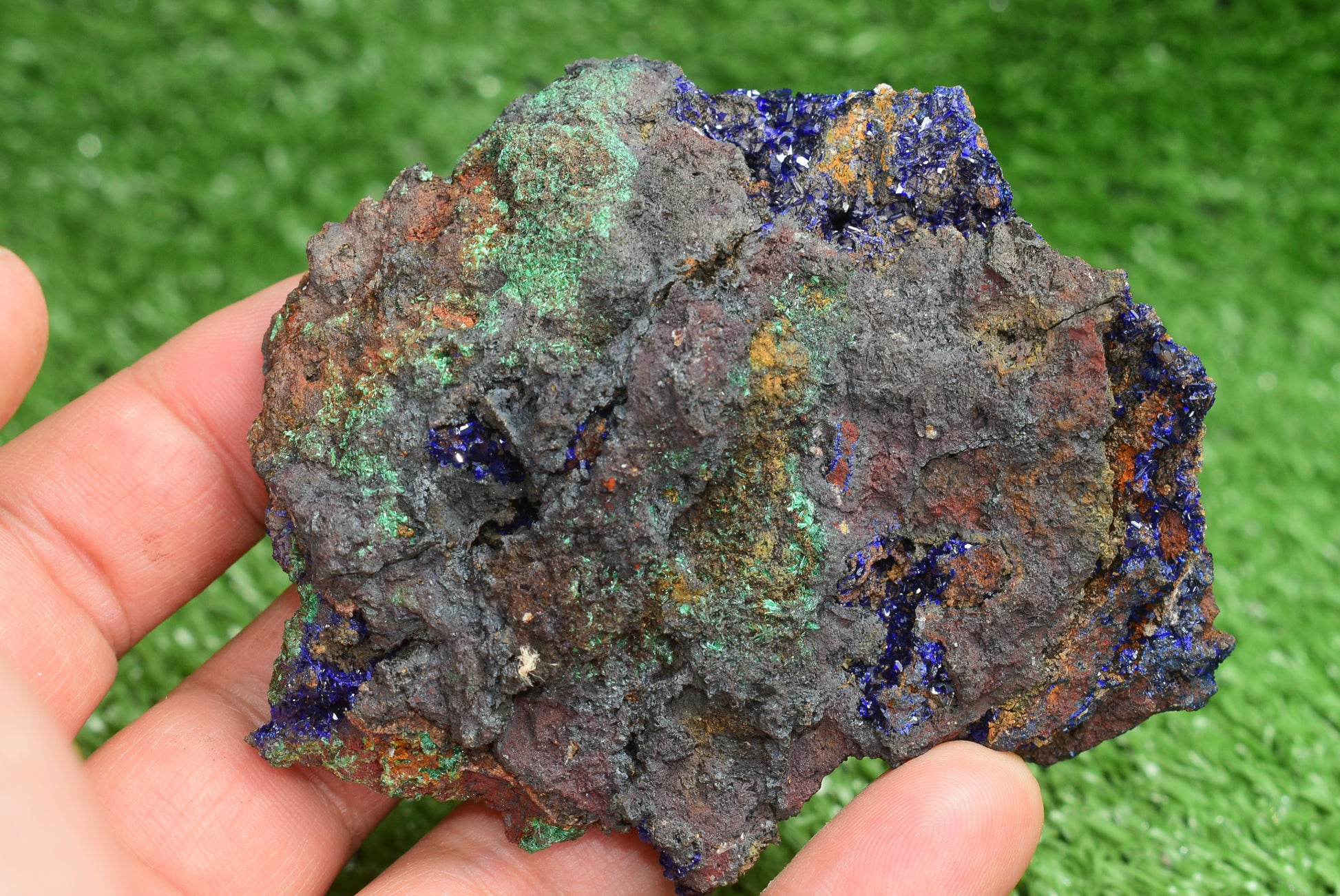 Azurite over Malachite Crystal from Morocco - Freeform Cluster Shape, Natural and Genuine - MeteoriteNwa.com