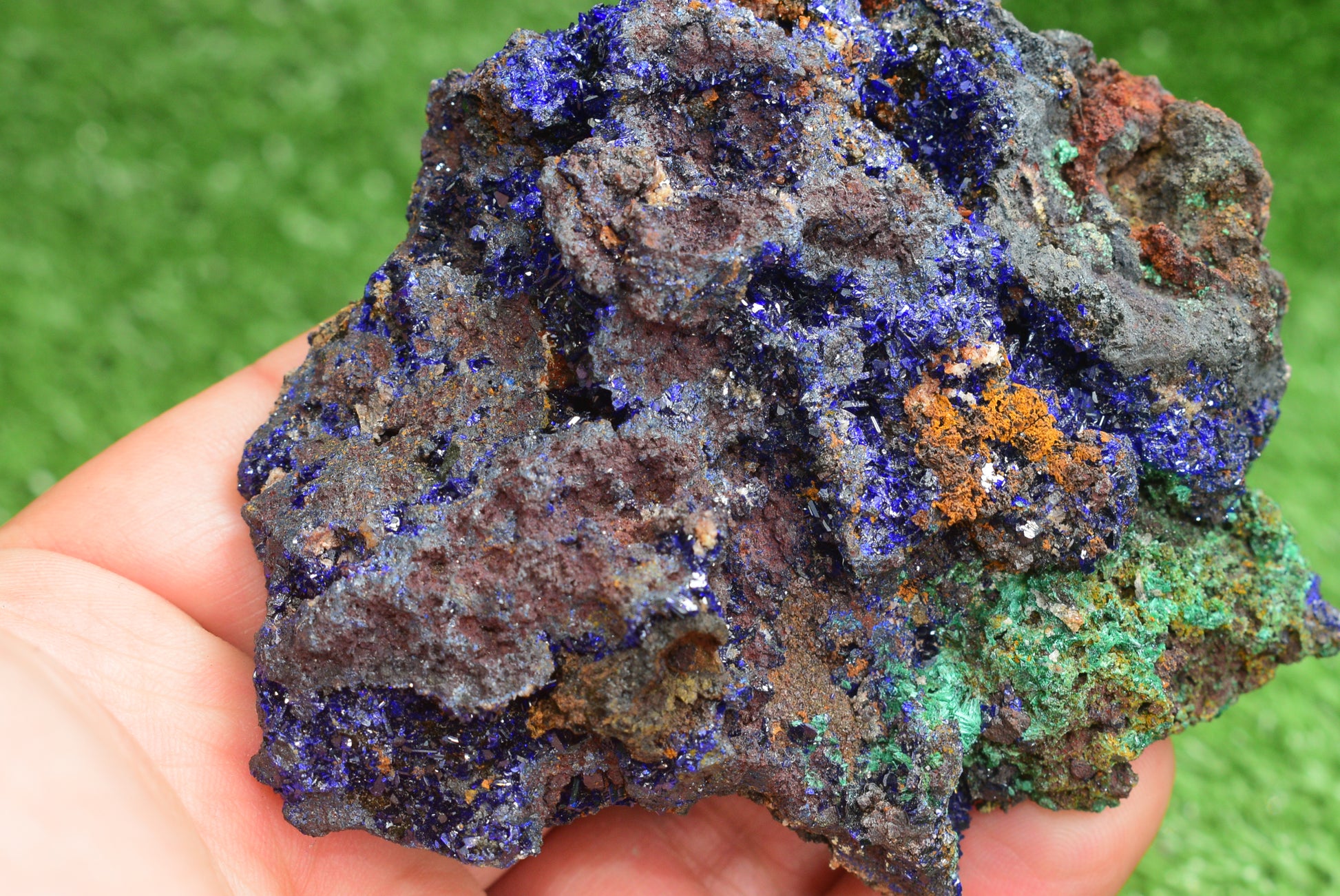 Azurite over Malachite Crystal from Morocco - Freeform Cluster Shape, Natural and Genuine - MeteoriteNwa.com