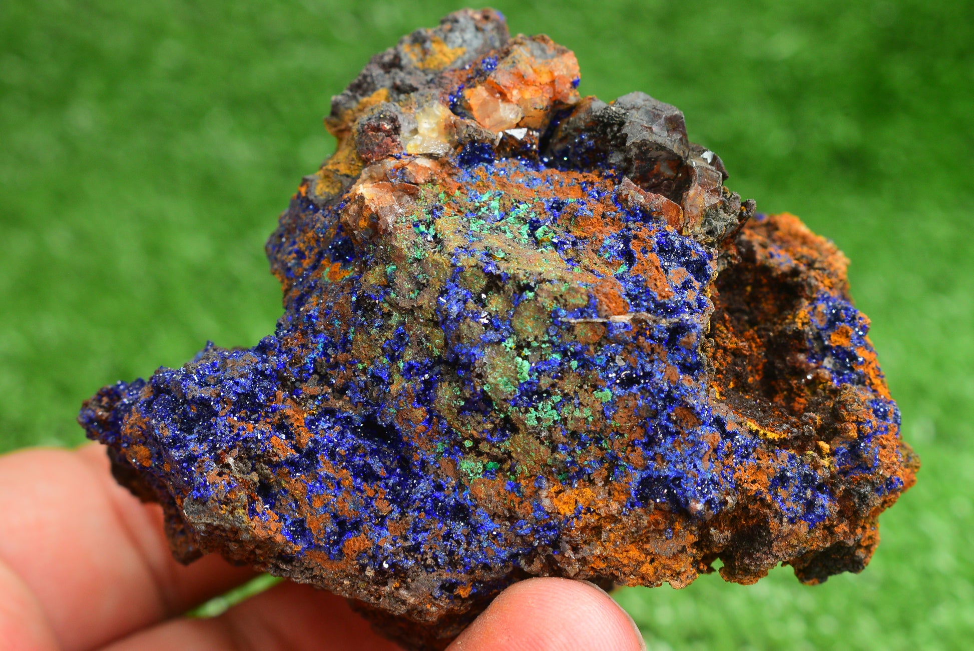 Azurite over Malachite Crystal from Morocco - Freeform Cluster Shape, Natural and Genuine - MeteoriteNwa.com