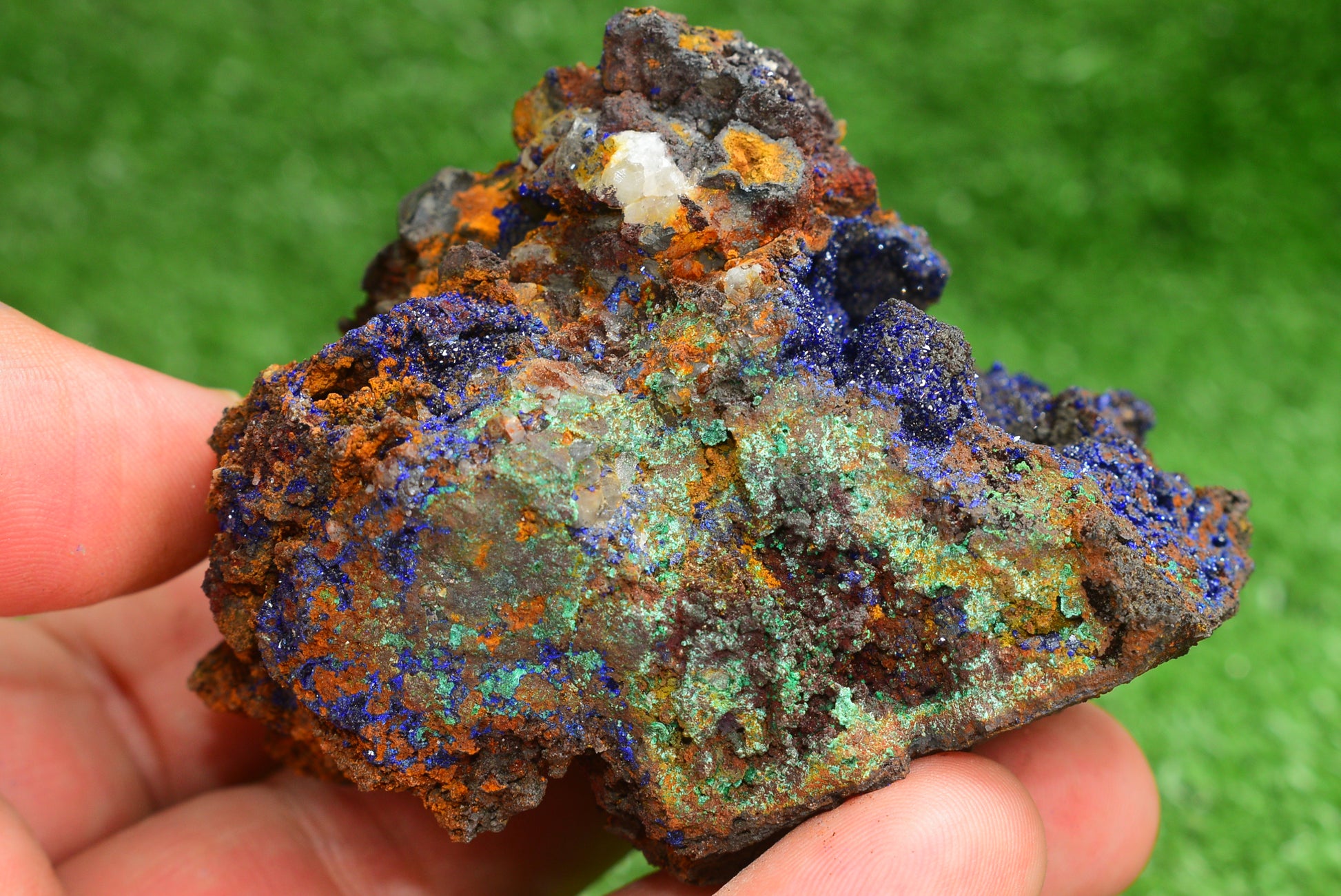 Azurite over Malachite Crystal from Morocco - Freeform Cluster Shape, Natural and Genuine - MeteoriteNwa.com
