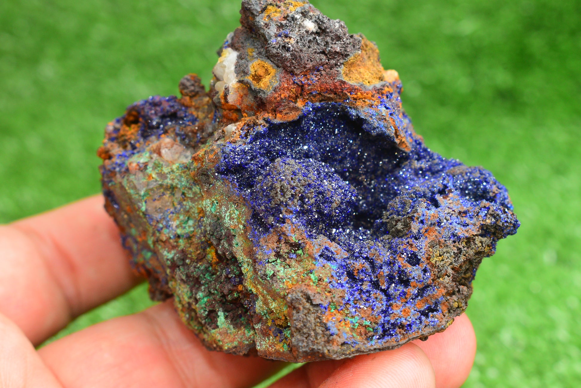 Azurite over Malachite Crystal from Morocco - Freeform Cluster Shape, Natural and Genuine - MeteoriteNwa.com
