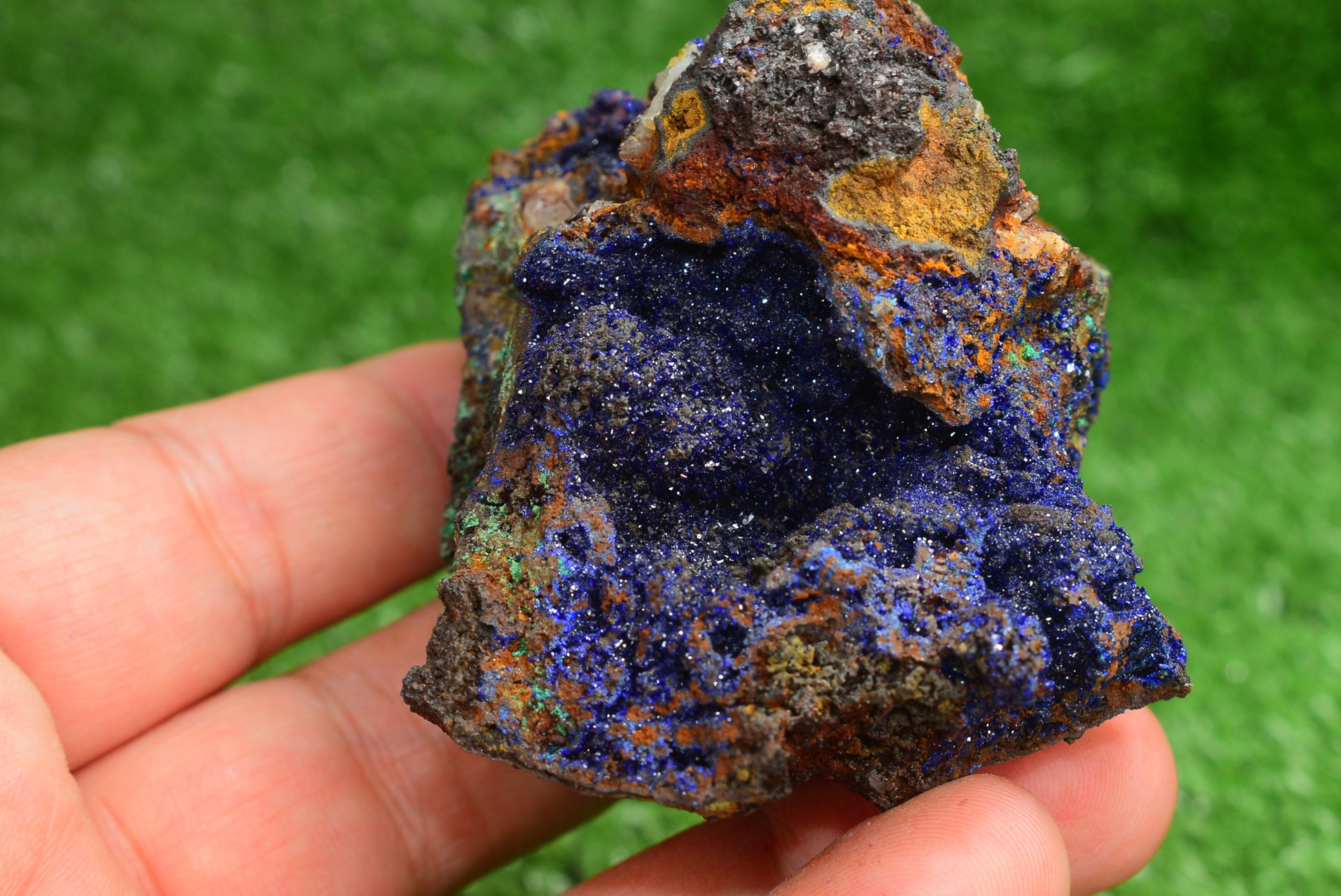 Azurite over Malachite Crystal from Morocco - Freeform Cluster Shape, Natural and Genuine - MeteoriteNwa.com