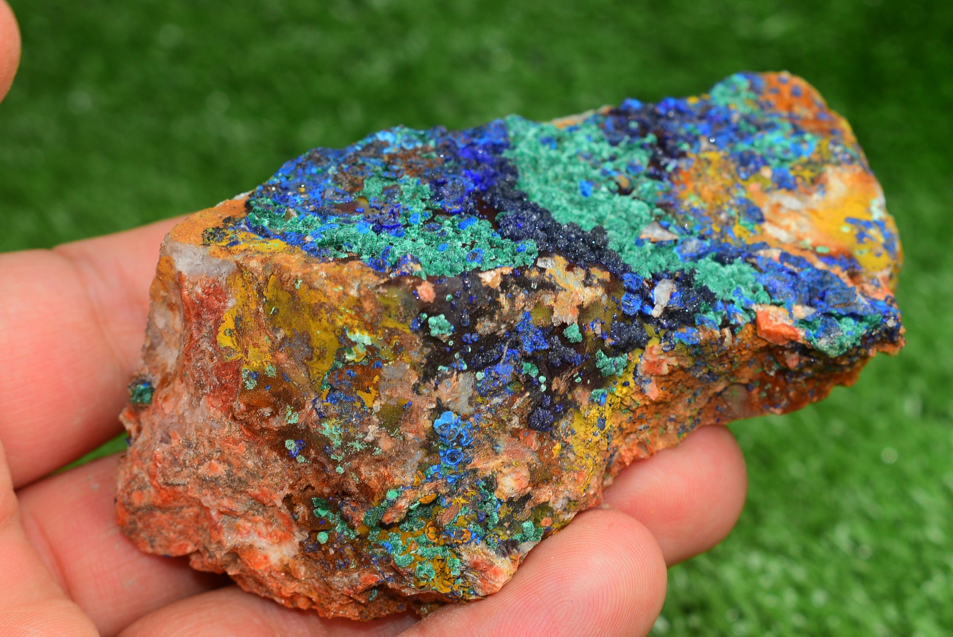 Azurite over Malachite Crystal from Morocco - Freeform Cluster Shape, Natural and Genuine - MeteoriteNwa.com