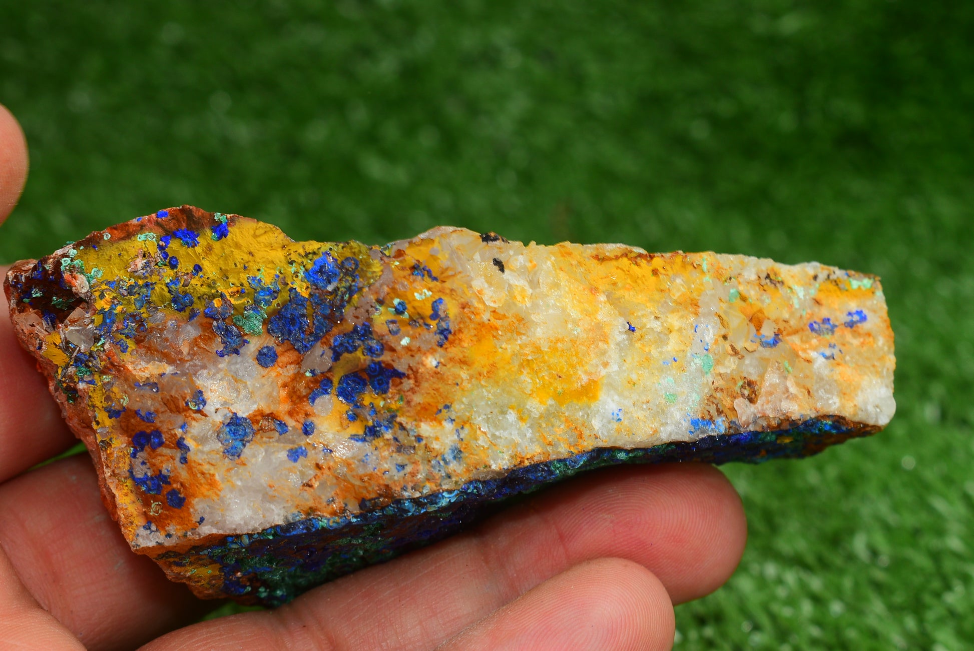 Azurite over Malachite Crystal from Morocco - Freeform Cluster Shape, Natural and Genuine - MeteoriteNwa.com