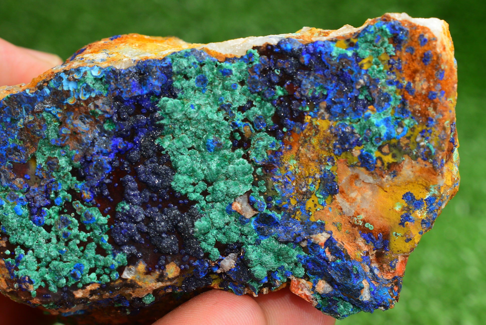 Azurite over Malachite Crystal from Morocco - Freeform Cluster Shape, Natural and Genuine - MeteoriteNwa.com
