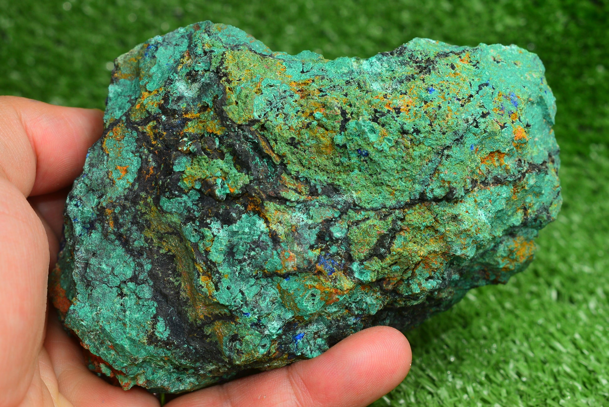 Azurite over Malachite Crystal from Morocco - Freeform Cluster Shape, Natural and Genuine - MeteoriteNwa.com