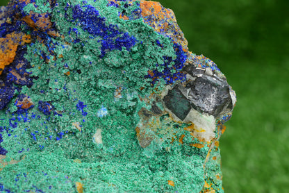 Azurite over Malachite Crystal from Morocco - Freeform Cluster Shape, Natural and Genuine - MeteoriteNwa.com