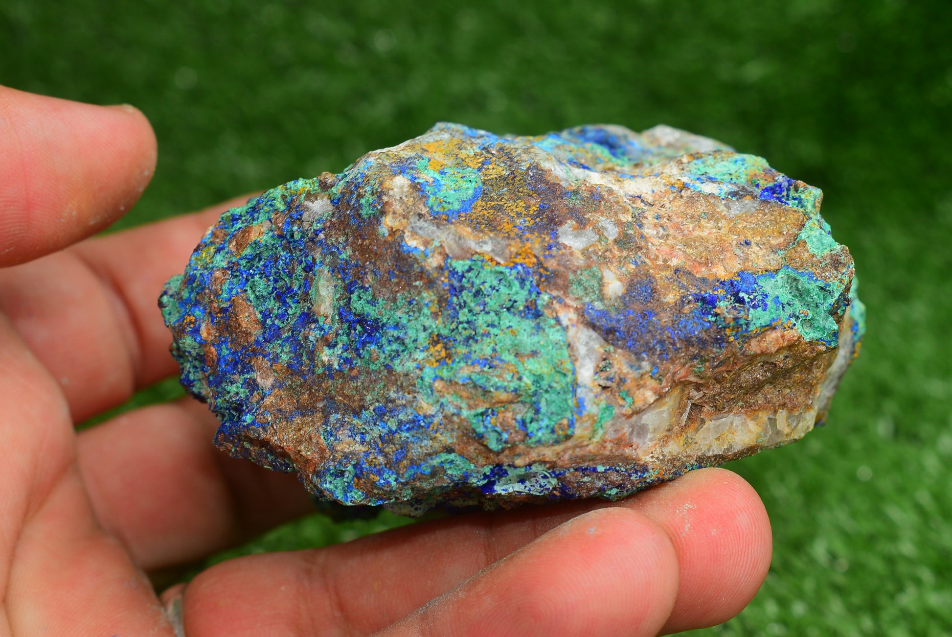 Azurite over Malachite Crystal from Morocco - Freeform Cluster Shape, Natural and Genuine - MeteoriteNwa.com