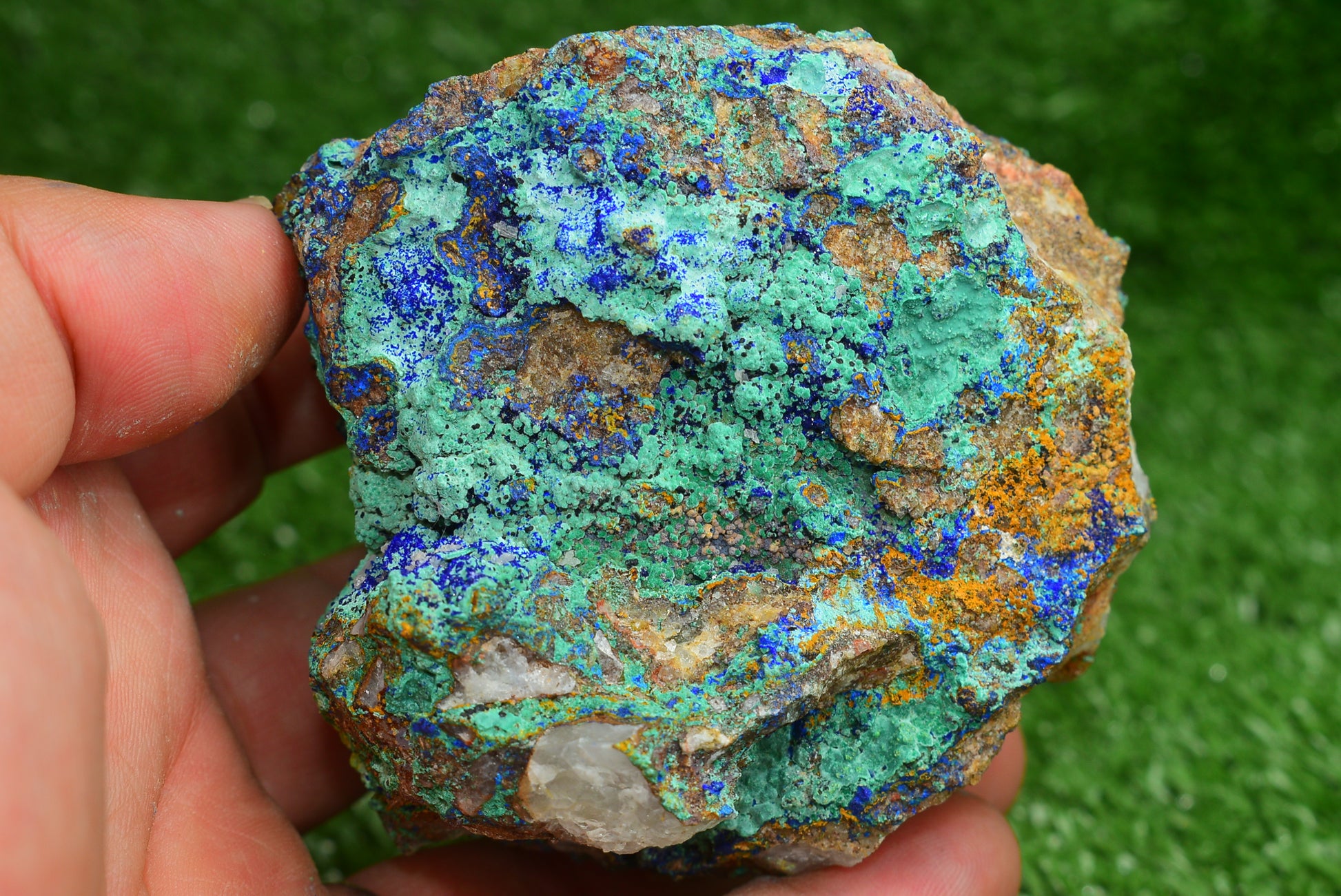 Azurite over Malachite Crystal from Morocco - Freeform Cluster Shape, Natural and Genuine - MeteoriteNwa.com