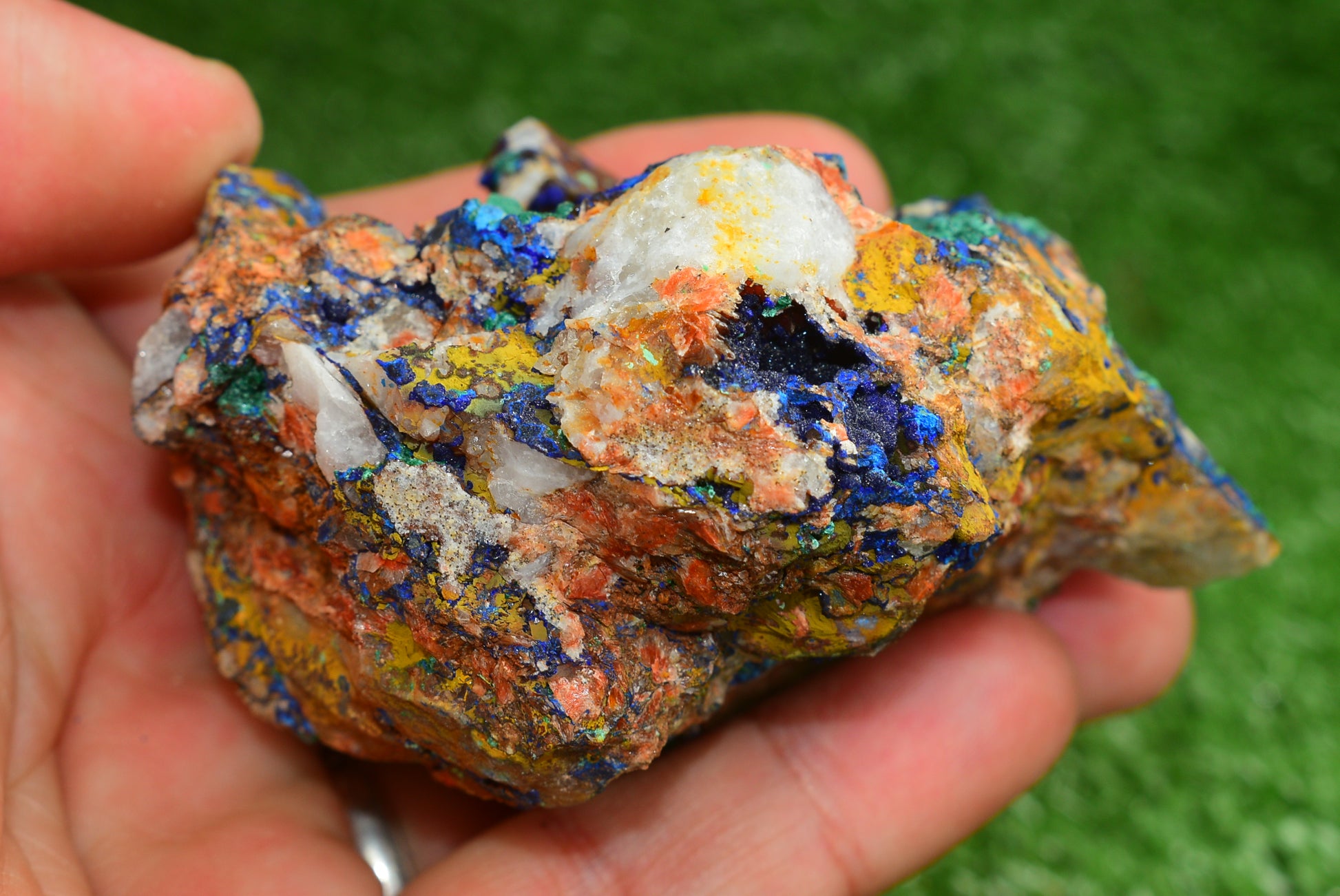Azurite over Malachite Crystal from Morocco - Freeform Cluster Shape, Natural and Genuine - MeteoriteNwa.com