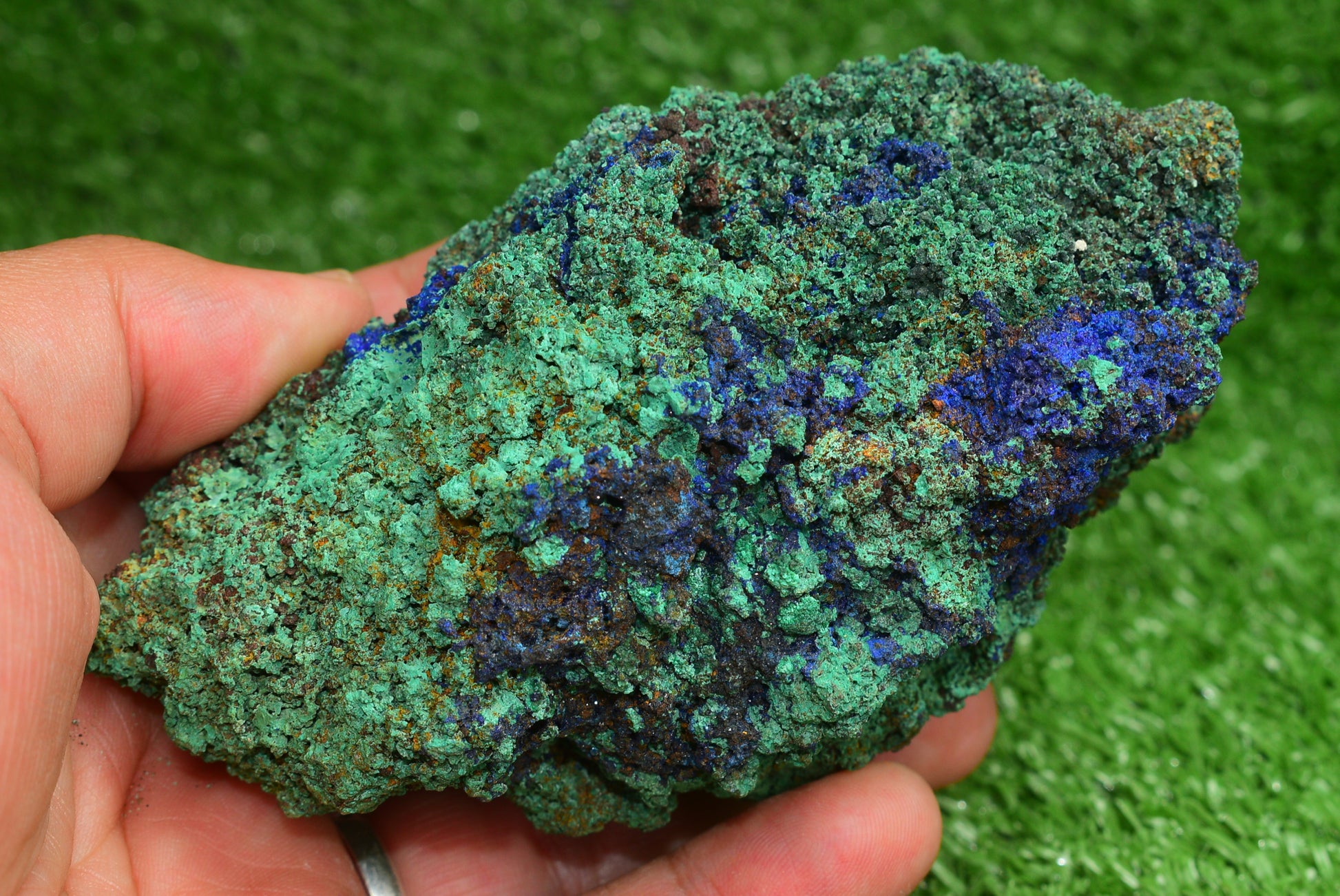 Azurite over Malachite Crystal from Morocco - Freeform Cluster Shape, Natural and Genuine - MeteoriteNwa.com