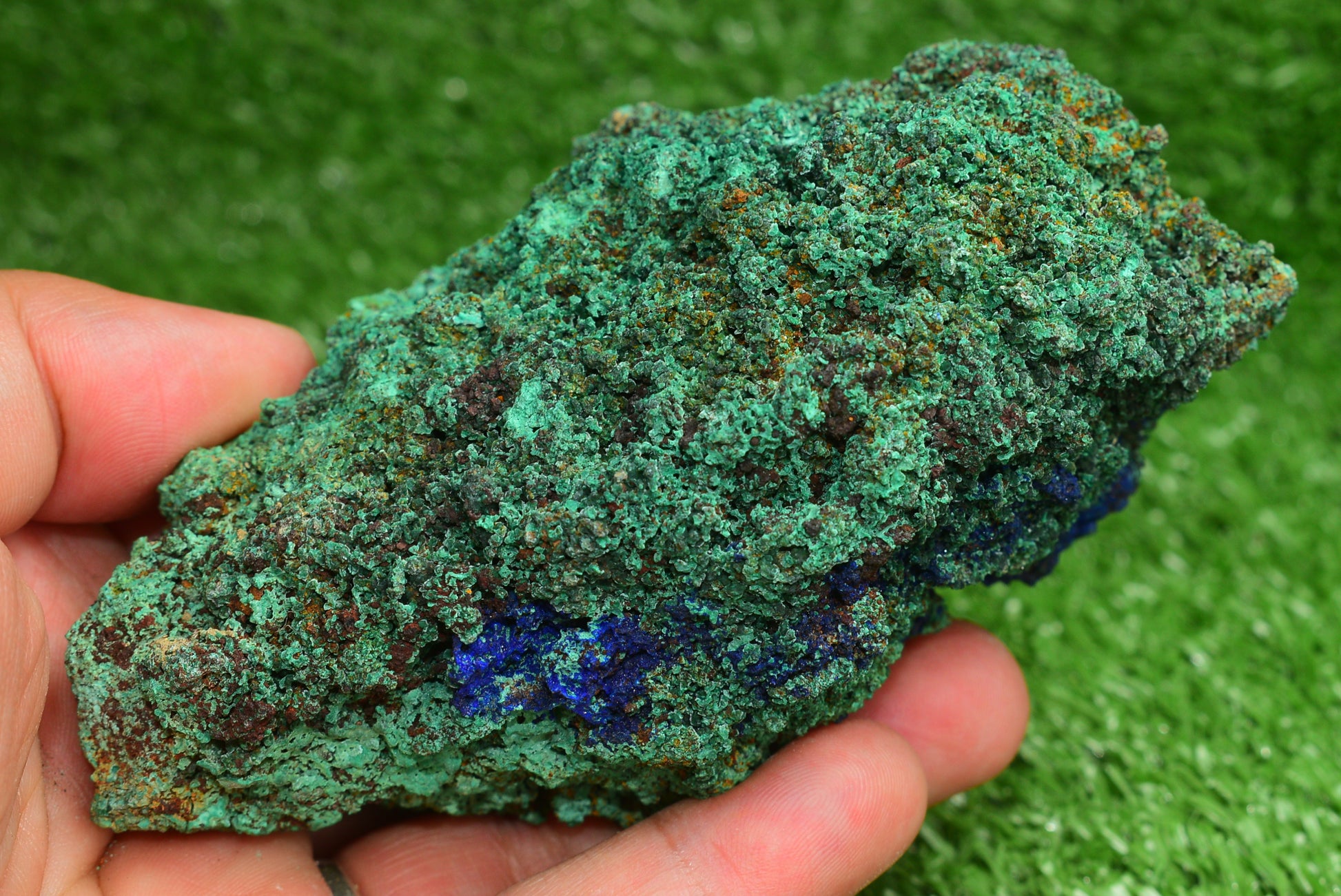 Azurite over Malachite Crystal from Morocco - Freeform Cluster Shape, Natural and Genuine - MeteoriteNwa.com