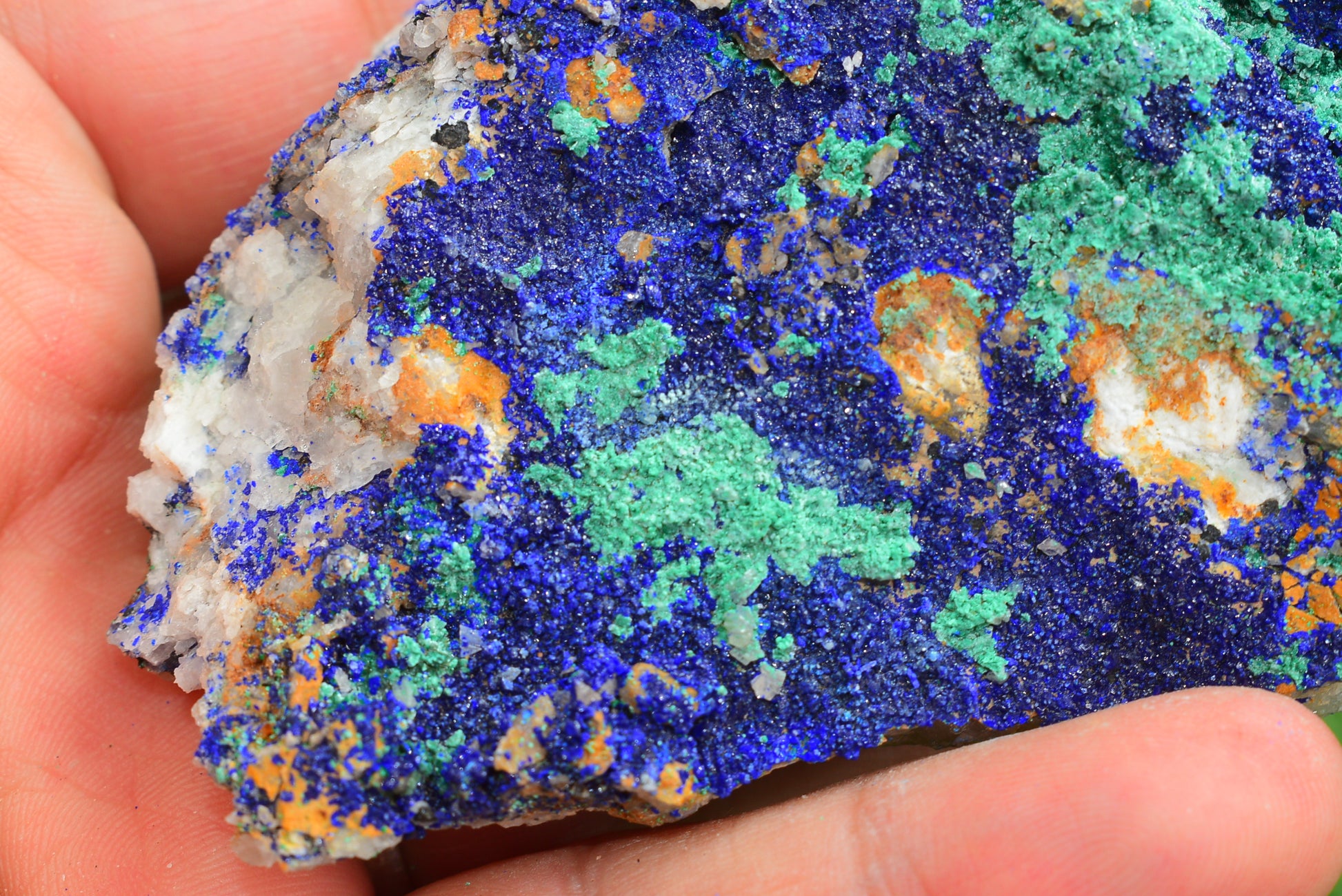 Azurite over Malachite Crystal from Morocco - Freeform Cluster Shape, Natural and Genuine - MeteoriteNwa.com