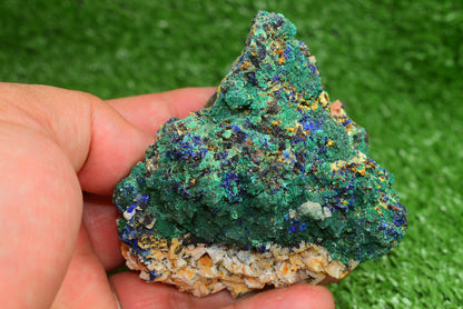 Azurite over Malachite Crystal from Morocco - Freeform Cluster Shape, Natural and Genuine - MeteoriteNwa.com