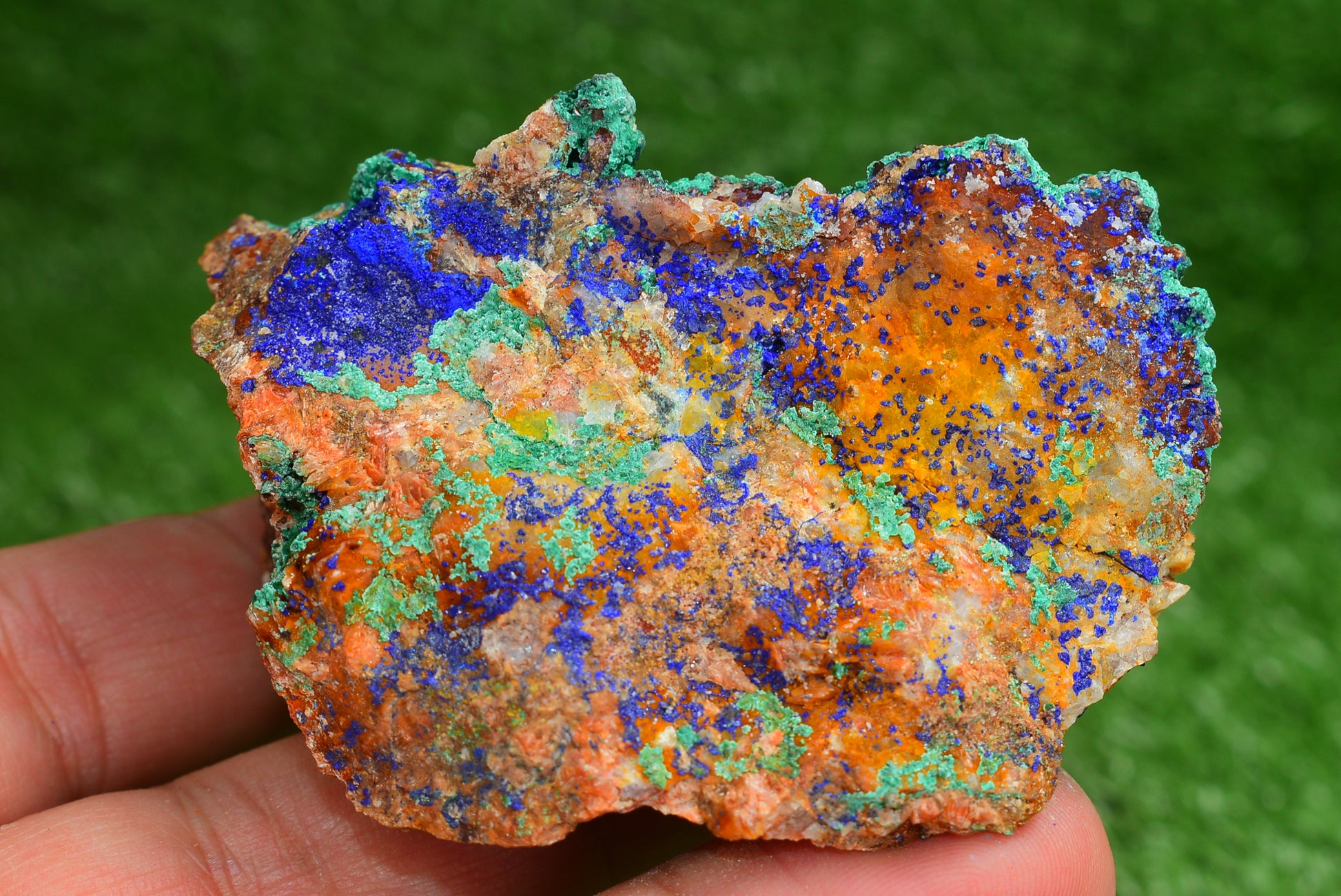 Azurite over Malachite Crystal from Morocco - Freeform Cluster Shape, Natural and Genuine - MeteoriteNwa.com