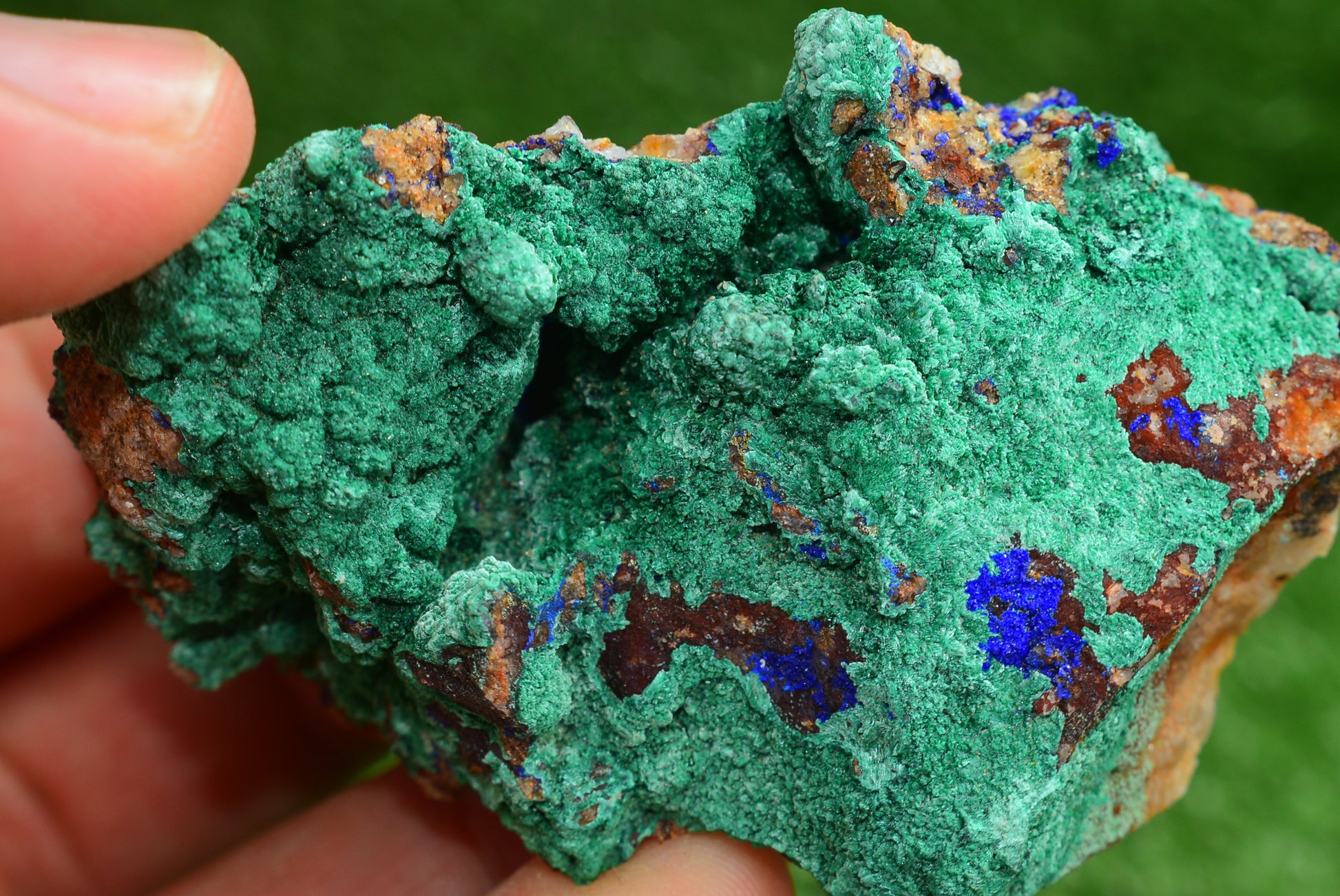 Azurite over Malachite Crystal from Morocco - Freeform Cluster Shape, Natural and Genuine - MeteoriteNwa.com