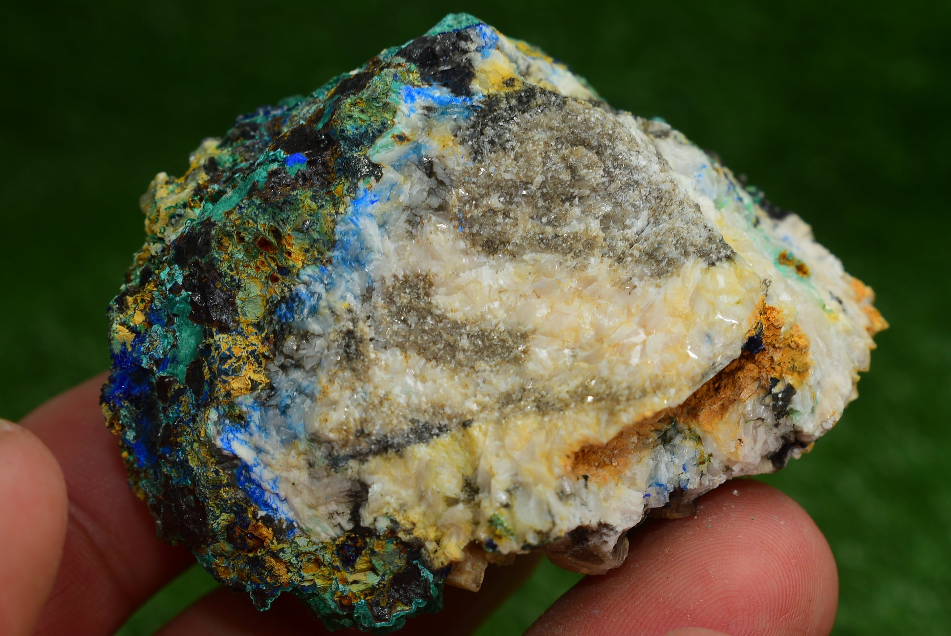Azurite over Malachite Crystal from Morocco - Freeform Cluster Shape, Natural and Genuine - MeteoriteNwa.com