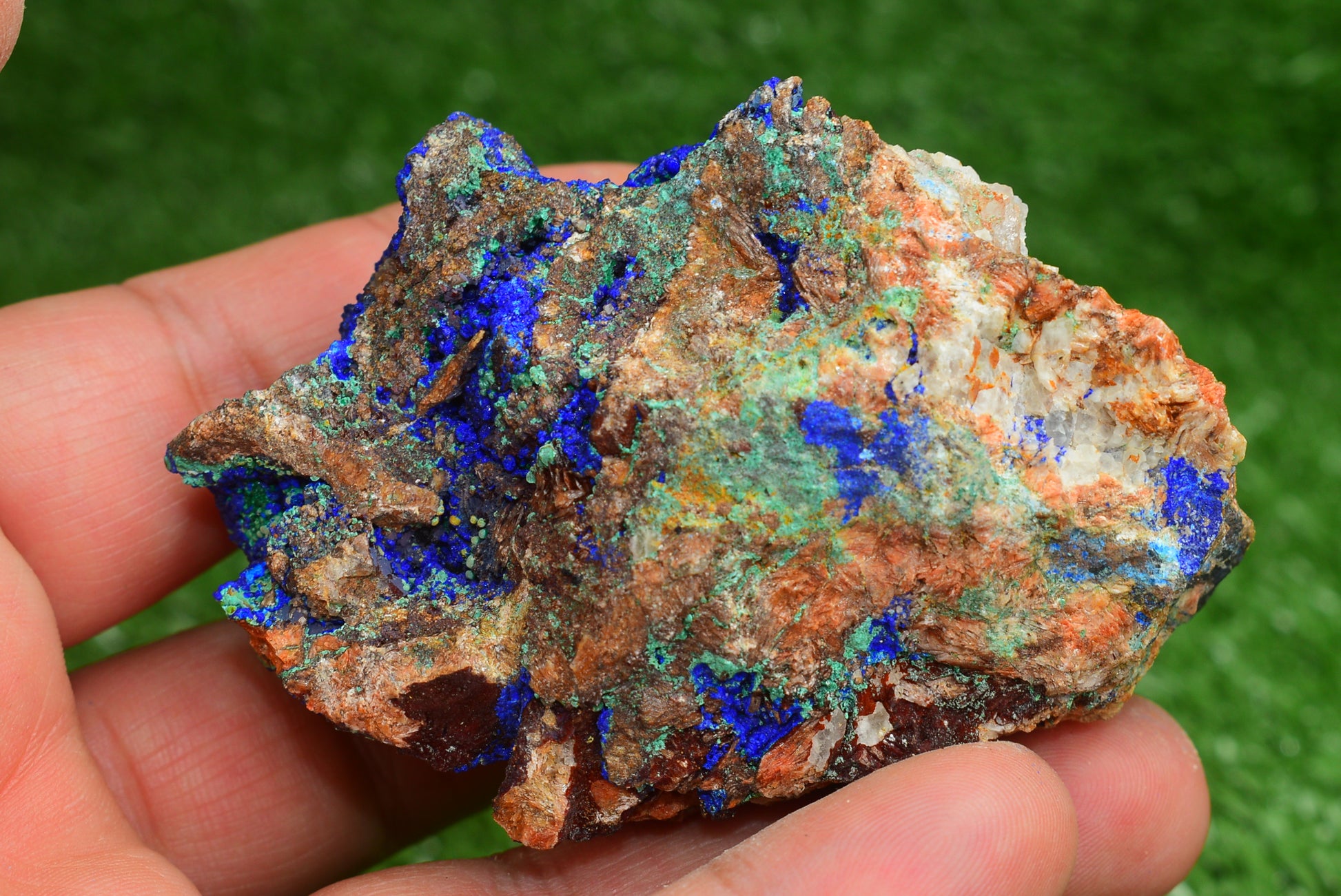 Azurite over Malachite Crystal from Morocco - Freeform Cluster Shape, Natural and Genuine - MeteoriteNwa.com