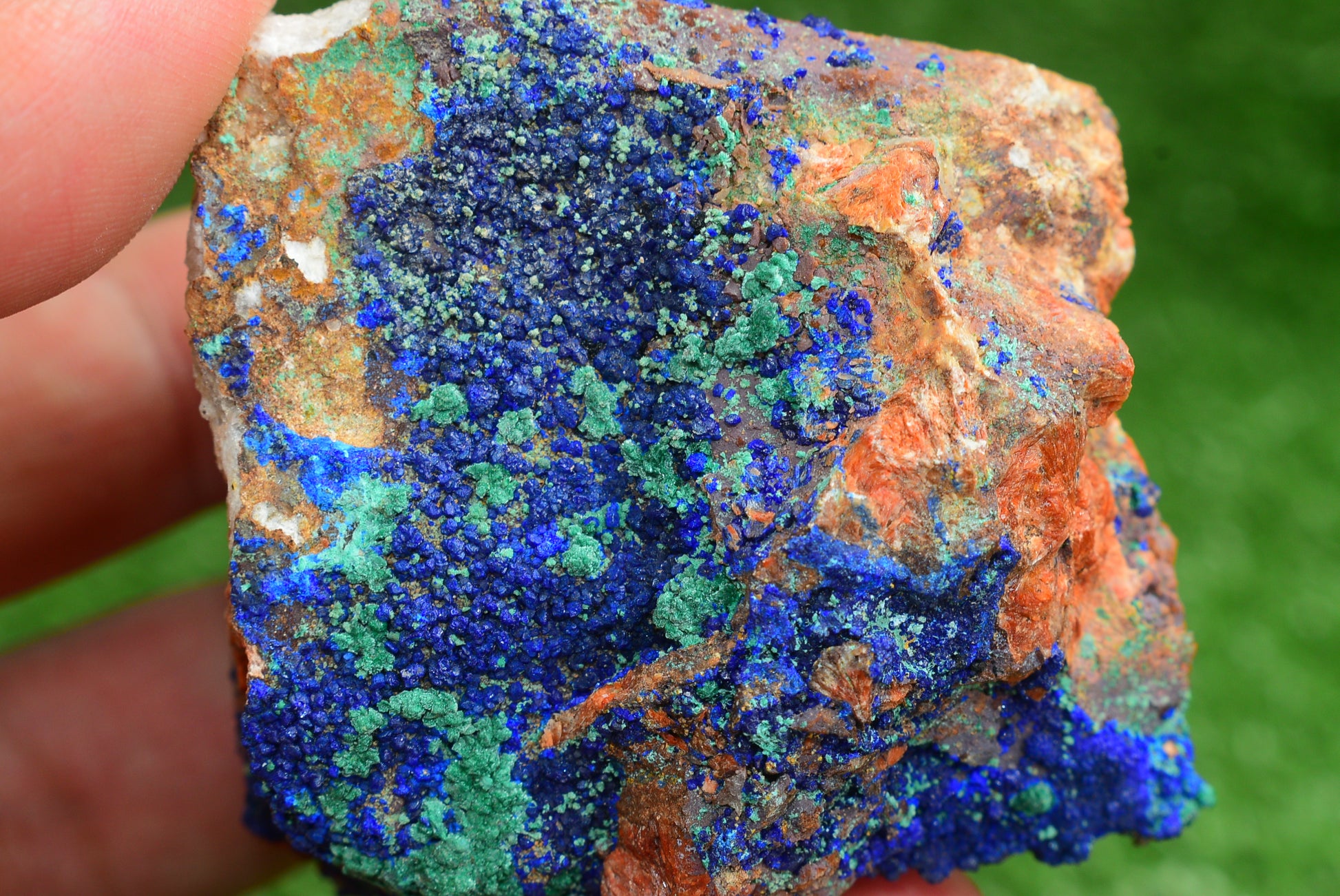 Azurite over Malachite Crystal from Morocco - Freeform Cluster Shape, Natural and Genuine - MeteoriteNwa.com