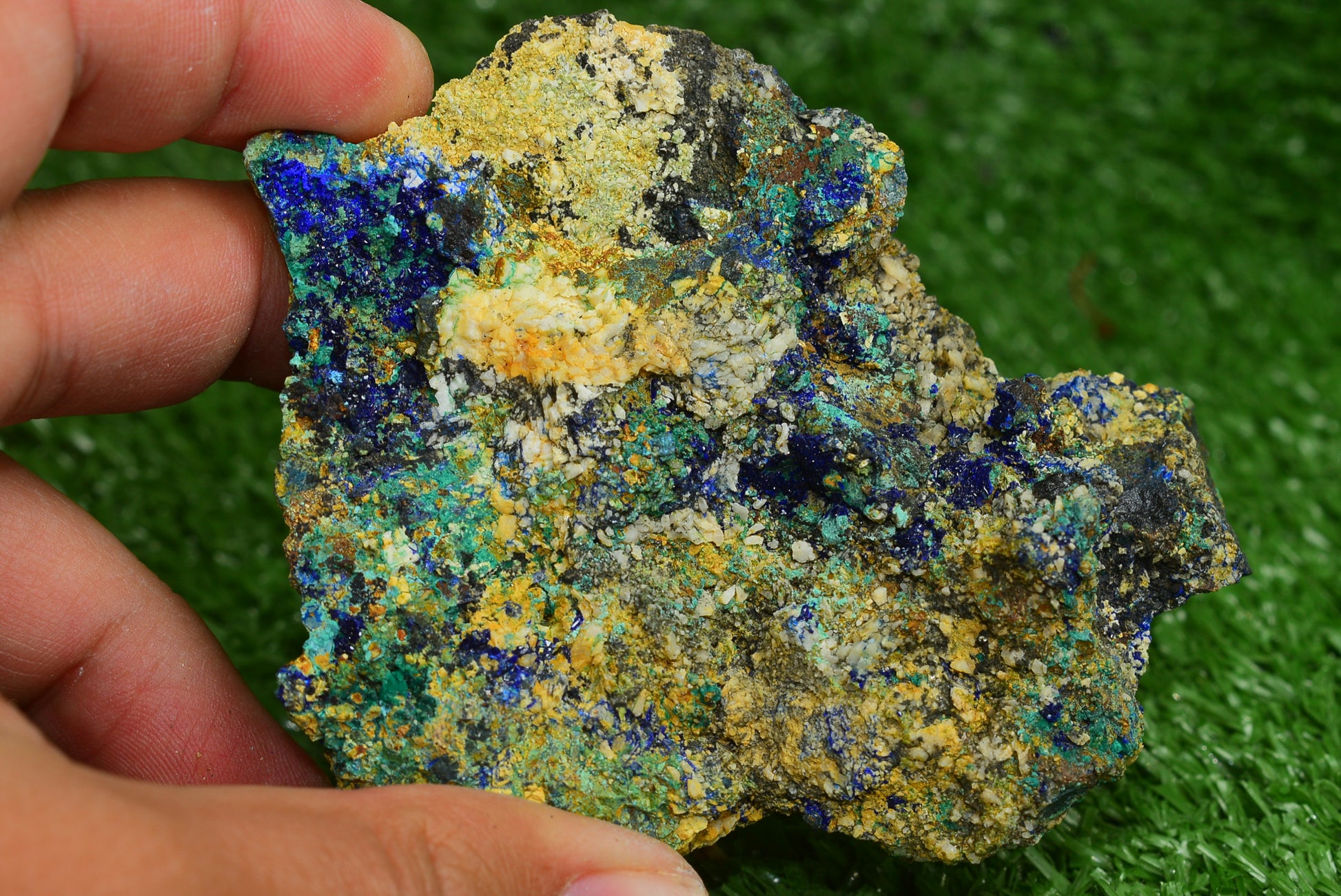 Azurite over Malachite Crystal from Morocco - Freeform Cluster Shape, Natural and Genuine - MeteoriteNwa.com