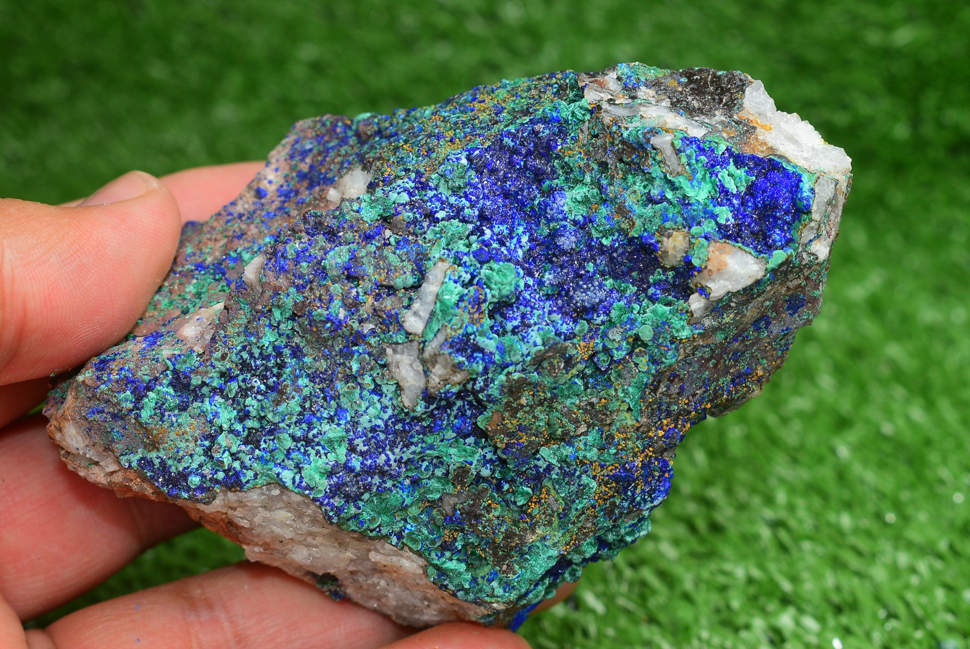 Azurite over Malachite Crystal from Morocco - Freeform Cluster Shape, Natural and Genuine - MeteoriteNwa.com