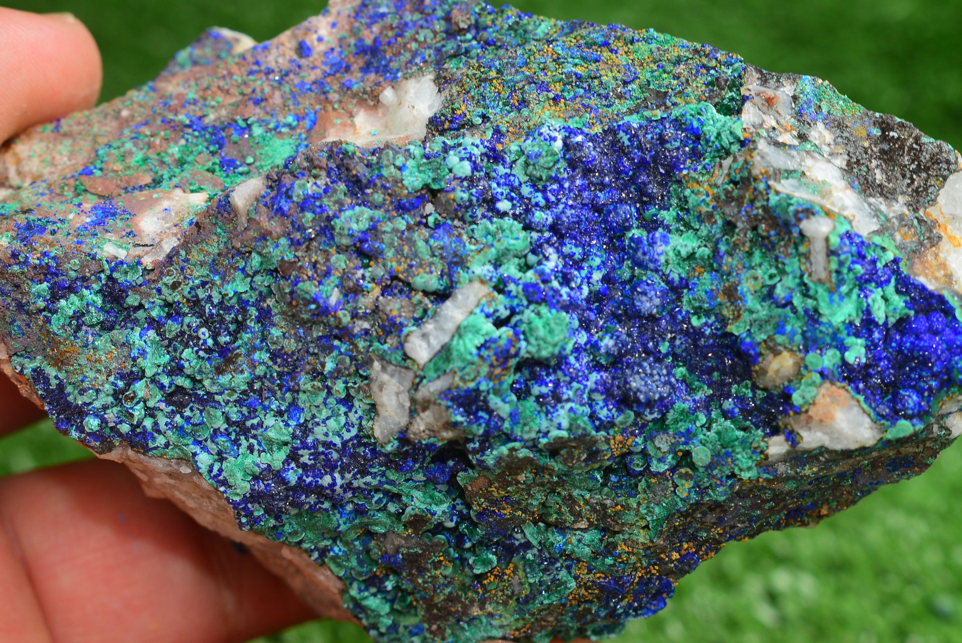 Azurite over Malachite Crystal from Morocco - Freeform Cluster Shape, Natural and Genuine - MeteoriteNwa.com
