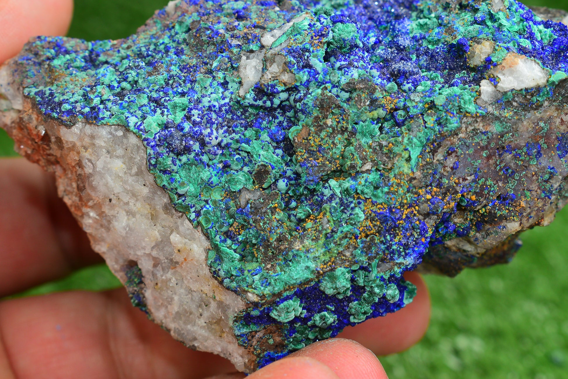 Azurite over Malachite Crystal from Morocco - Freeform Cluster Shape, Natural and Genuine - MeteoriteNwa.com