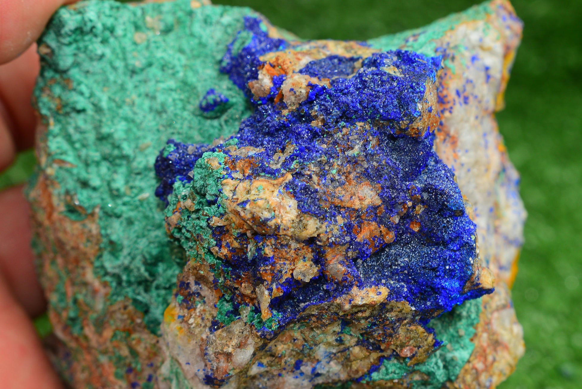 Azurite over Malachite Crystal from Morocco - Freeform Cluster Shape, Natural and Genuine - MeteoriteNwa.com