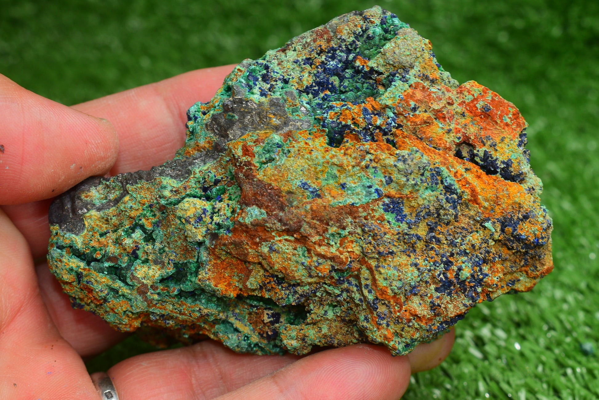 Azurite over Malachite Crystal from Morocco - Freeform Cluster Shape, Natural and Genuine - MeteoriteNwa.com