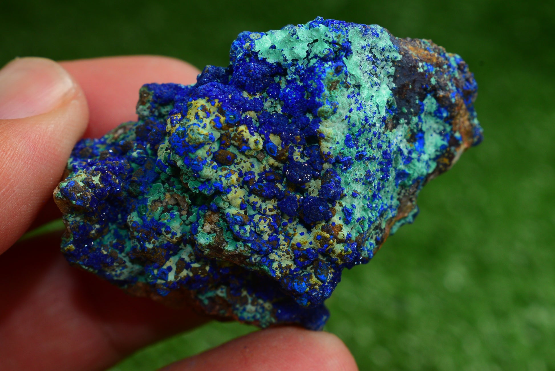 Azurite over Malachite Crystal from Morocco - Freeform Cluster Shape, Natural and Genuine - MeteoriteNwa.com