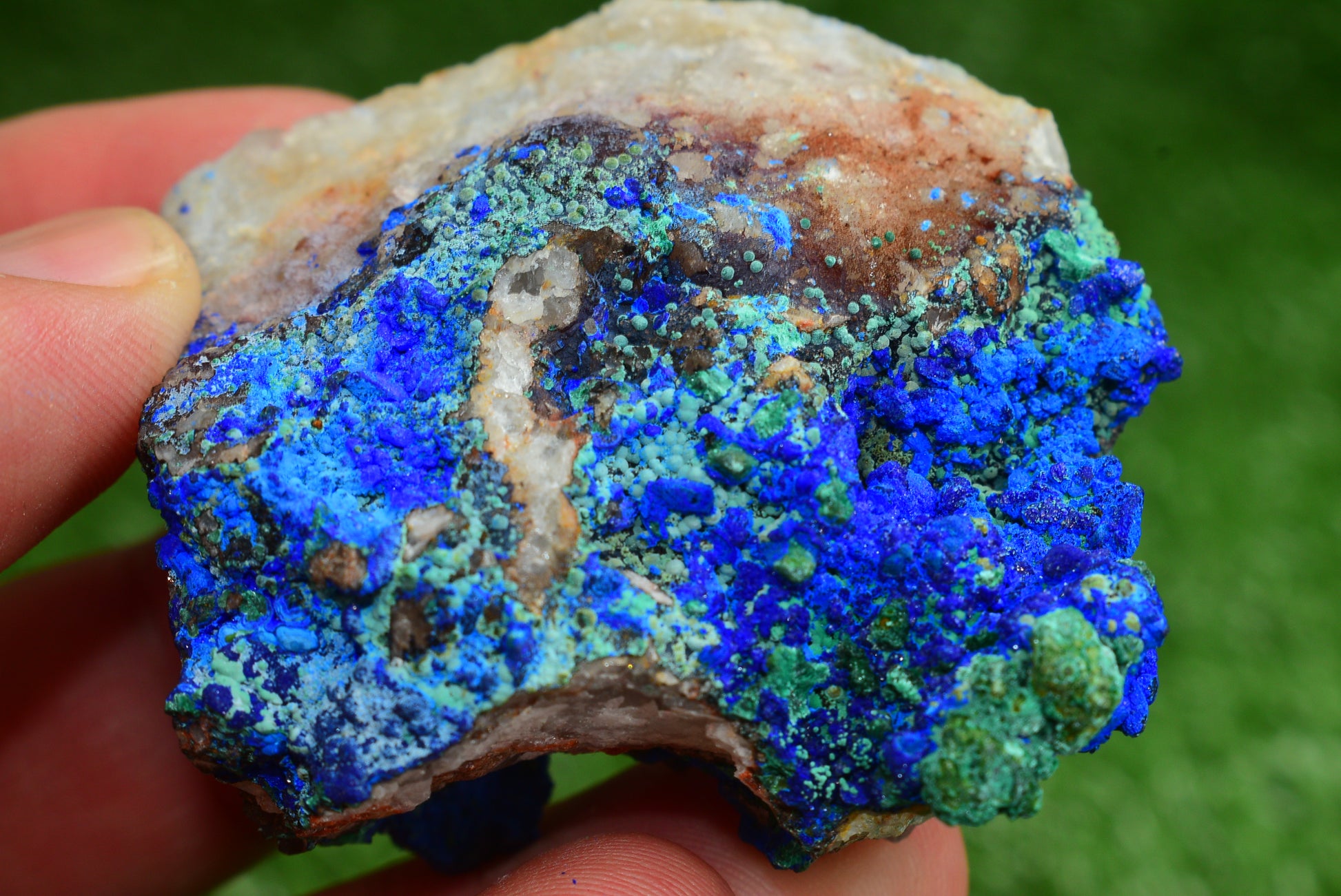 Azurite over Malachite Crystal from Morocco - Freeform Cluster Shape, Natural and Genuine - MeteoriteNwa.com