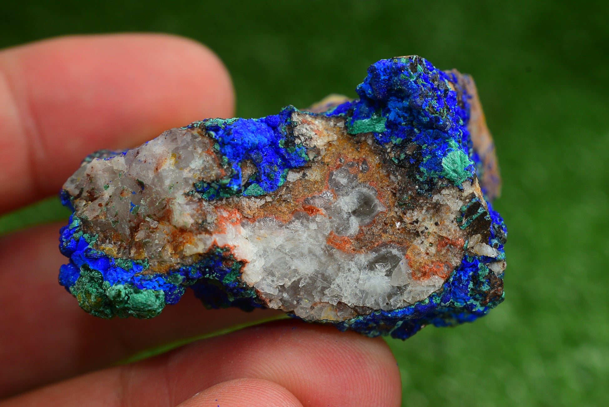 Azurite over Malachite Crystal from Morocco - Freeform Cluster Shape, Natural and Genuine - MeteoriteNwa.com