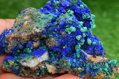 Azurite over Malachite Crystal from Morocco - Freeform Cluster Shape, Natural and Genuine - MeteoriteNwa.com