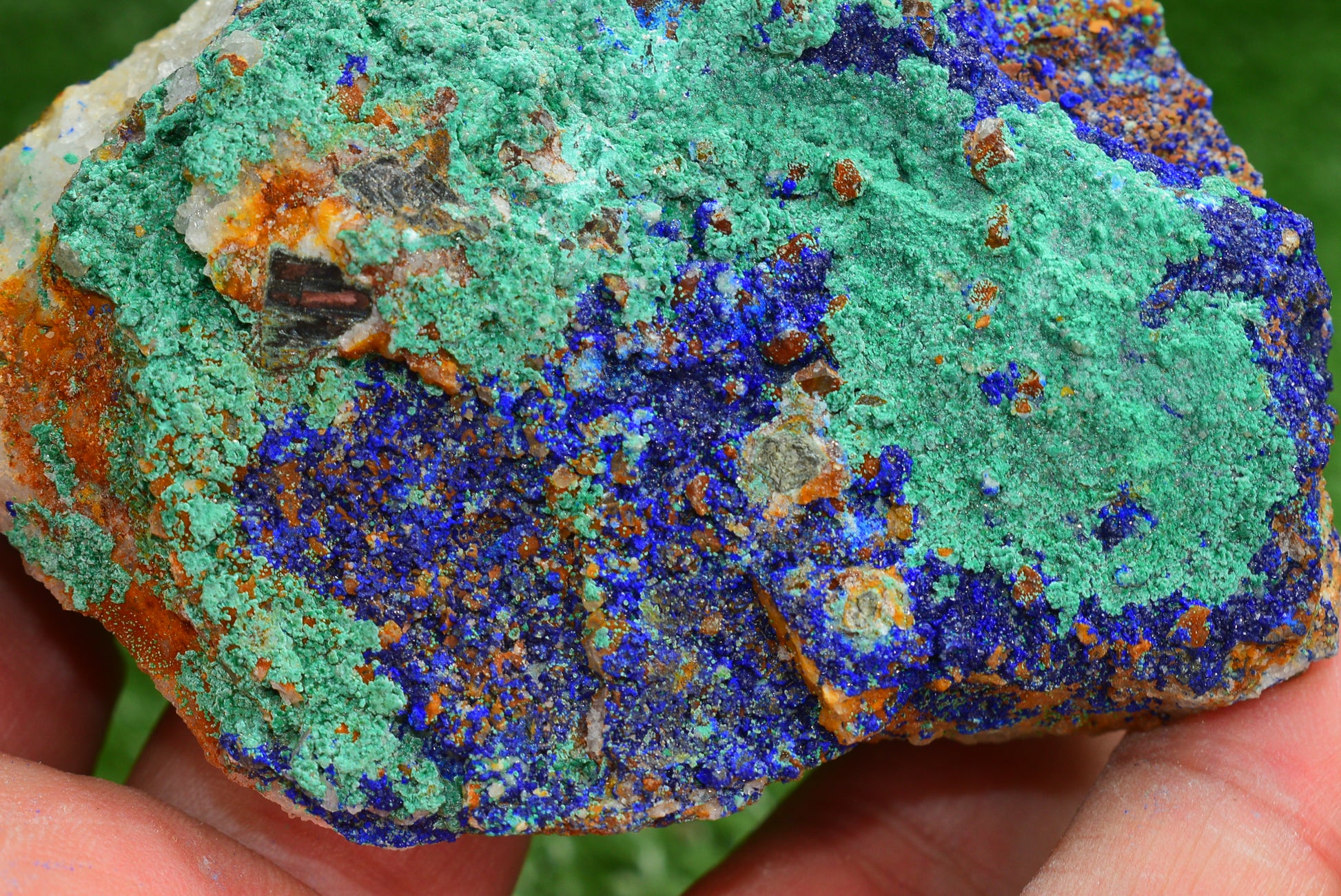 Azurite over Malachite Crystal from Morocco - Freeform Cluster Shape, Natural and Genuine - MeteoriteNwa.com
