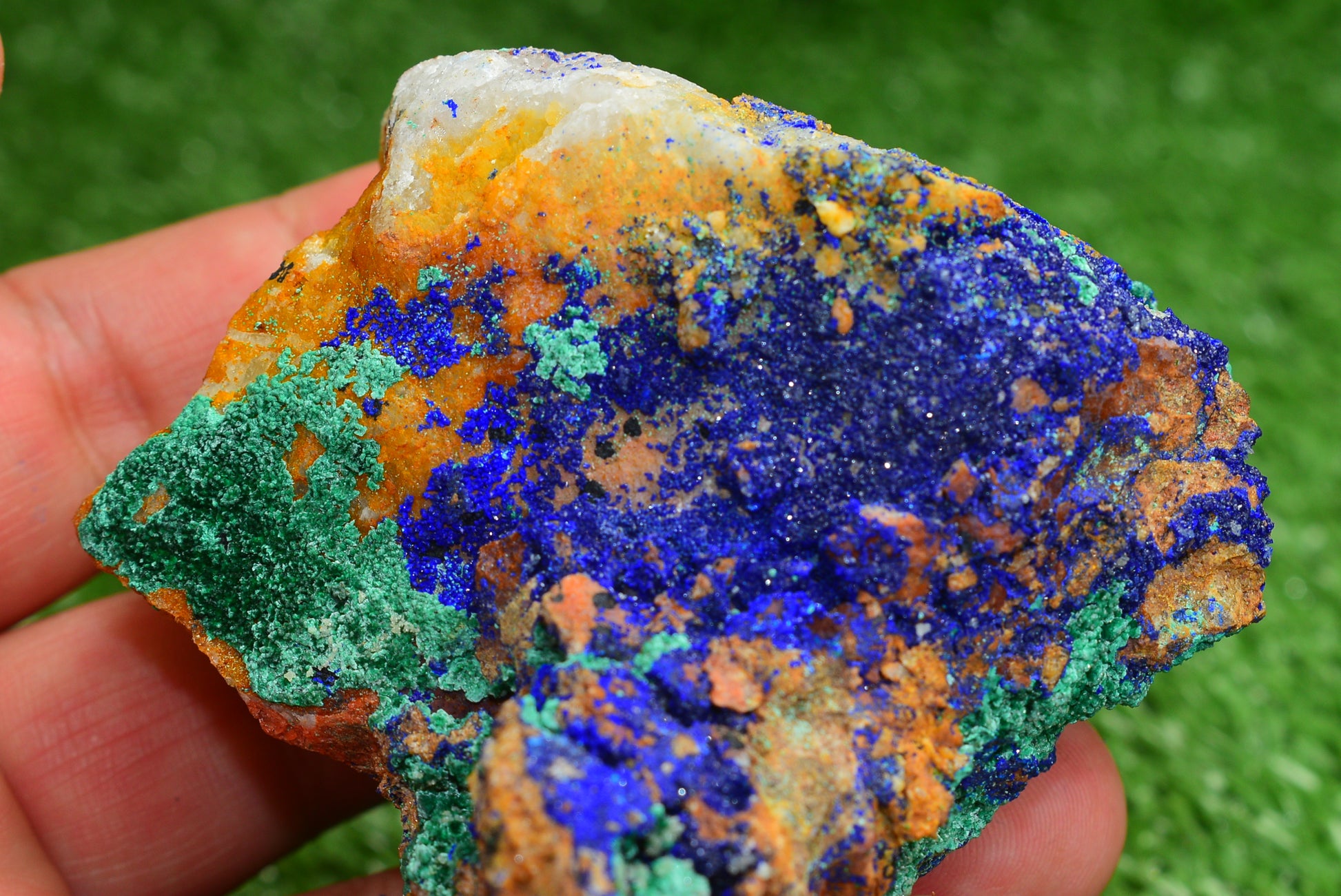 Azurite over Malachite Crystal from Morocco - Freeform Cluster Shape, Natural and Genuine - MeteoriteNwa.com