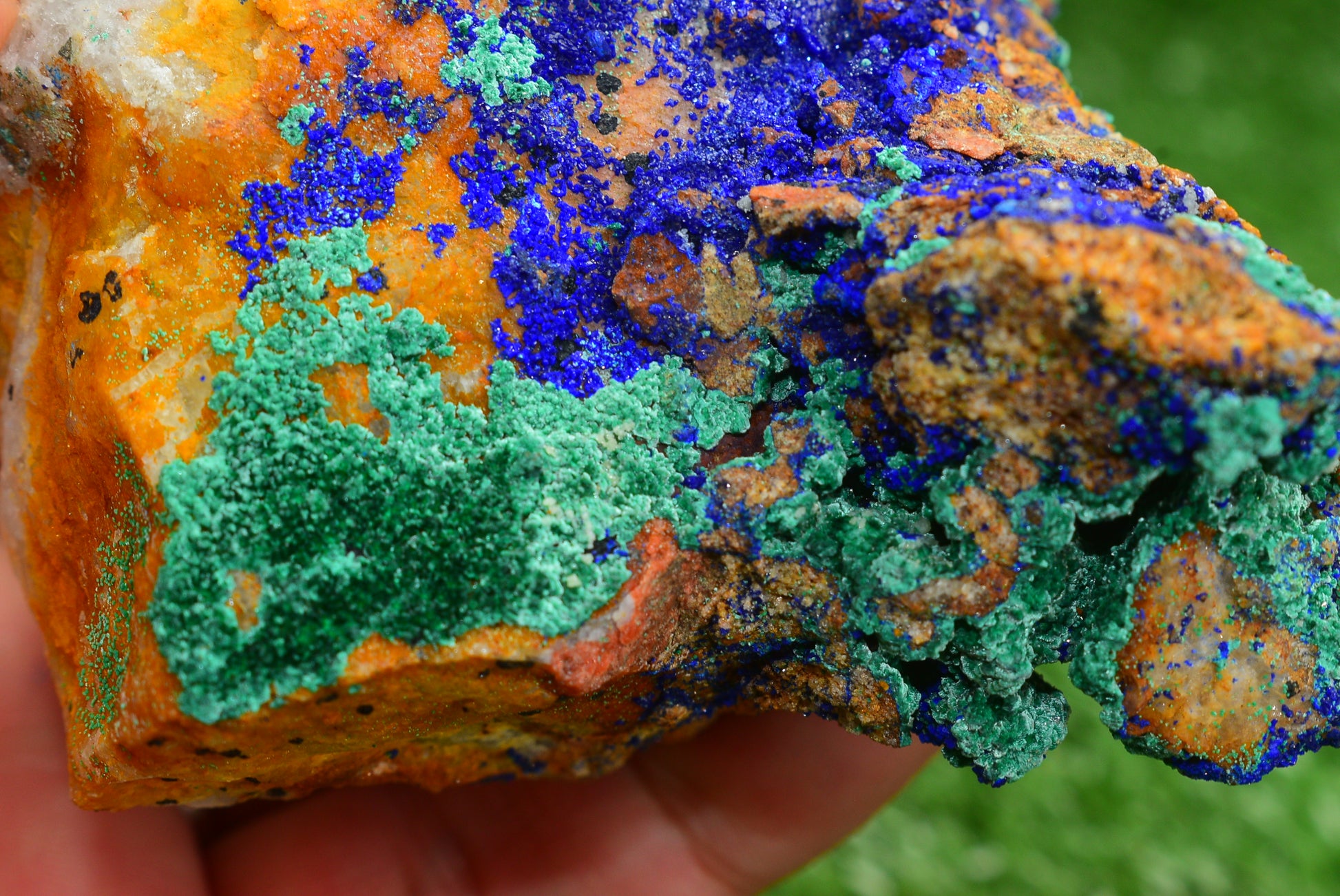 Azurite over Malachite Crystal from Morocco - Freeform Cluster Shape, Natural and Genuine - MeteoriteNwa.com