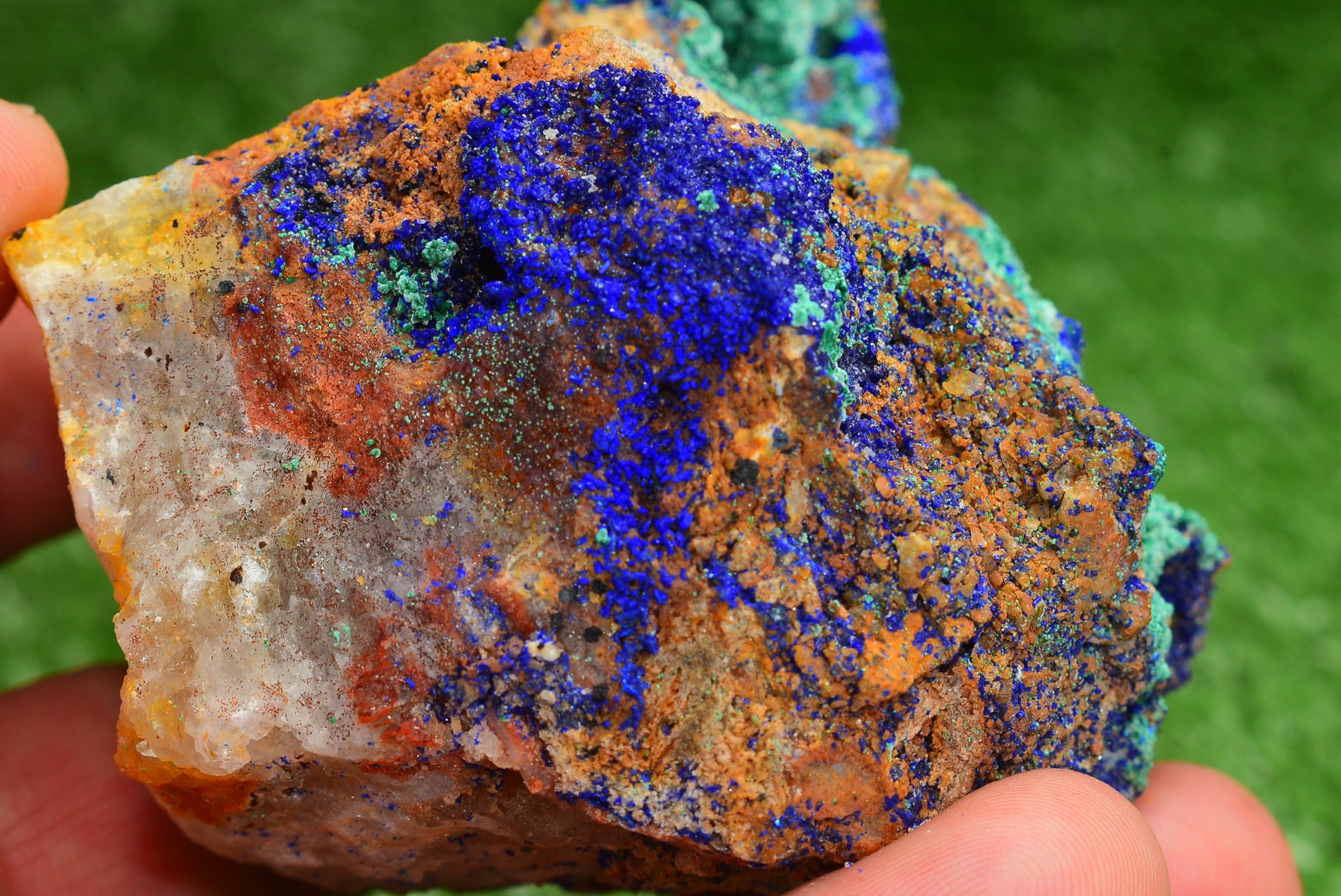 Azurite over Malachite Crystal from Morocco - Freeform Cluster Shape, Natural and Genuine - MeteoriteNwa.com