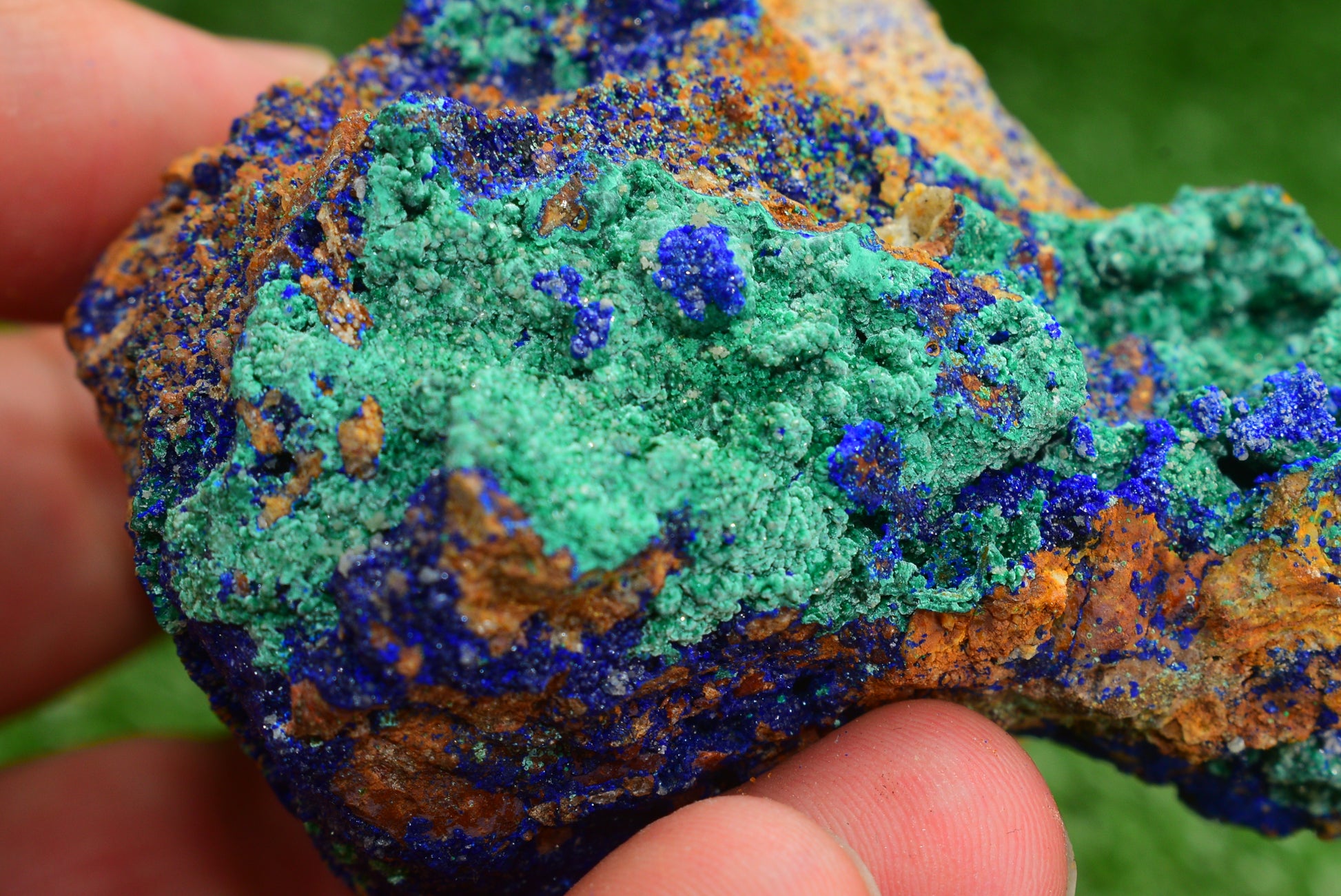 Azurite over Malachite Crystal from Morocco - Freeform Cluster Shape, Natural and Genuine - MeteoriteNwa.com