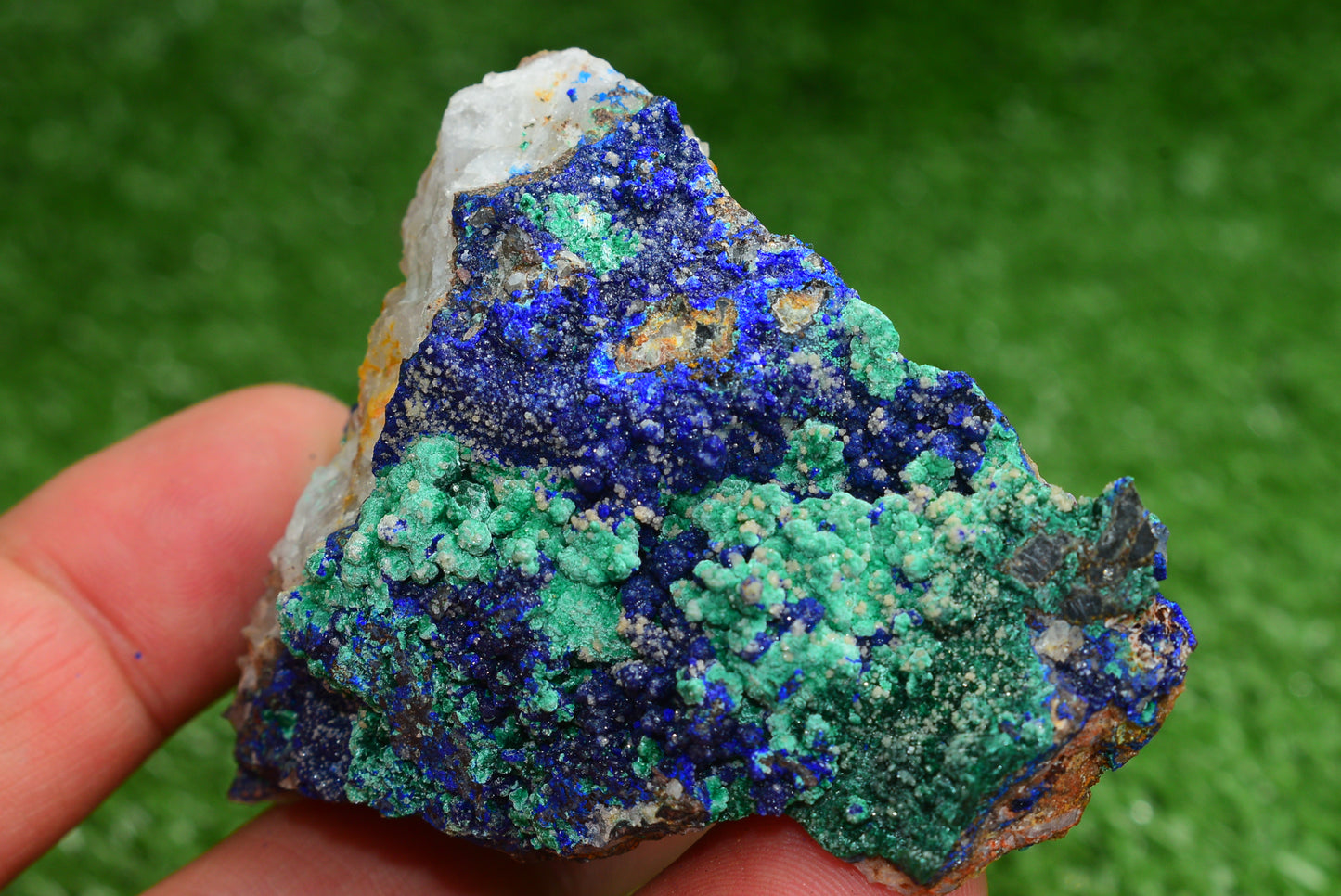 Azurite over Malachite Crystal from Morocco - Freeform Cluster Shape, Natural and Genuine - MeteoriteNwa.com