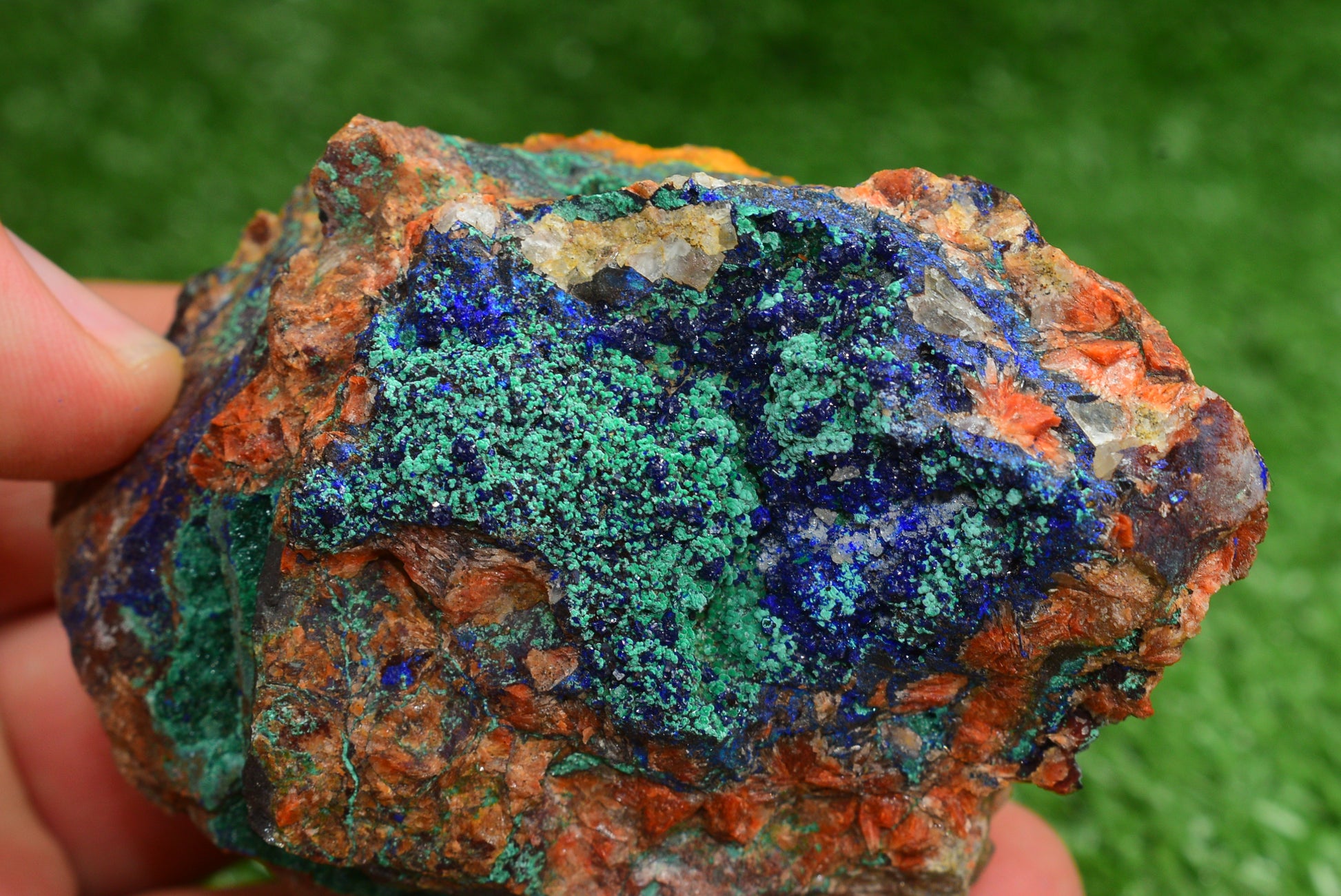 Azurite over Malachite Crystal from Morocco - Freeform Cluster Shape, Natural and Genuine - MeteoriteNwa.com