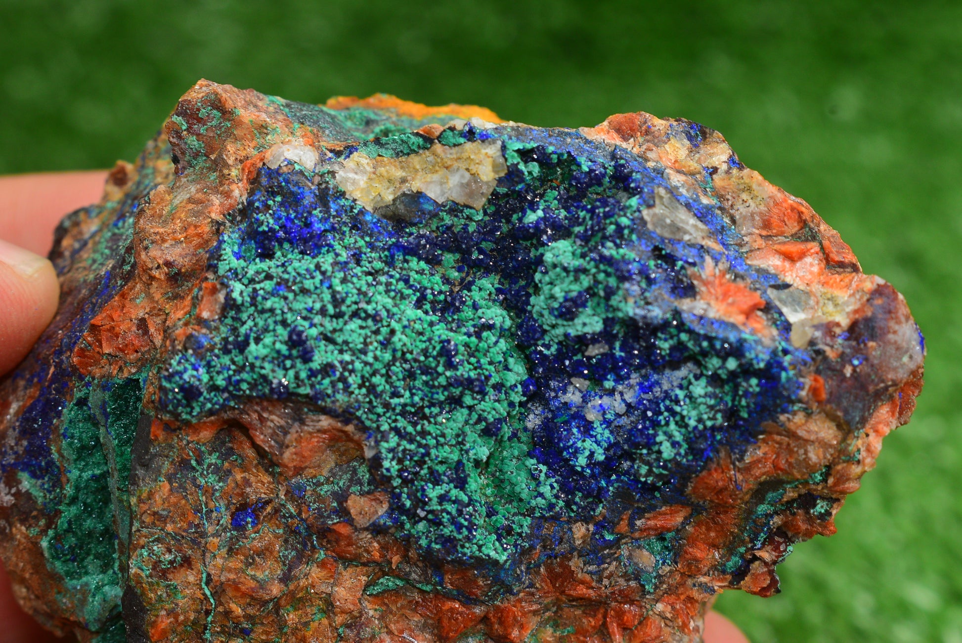 Azurite over Malachite Crystal from Morocco - Freeform Cluster Shape, Natural and Genuine - MeteoriteNwa.com