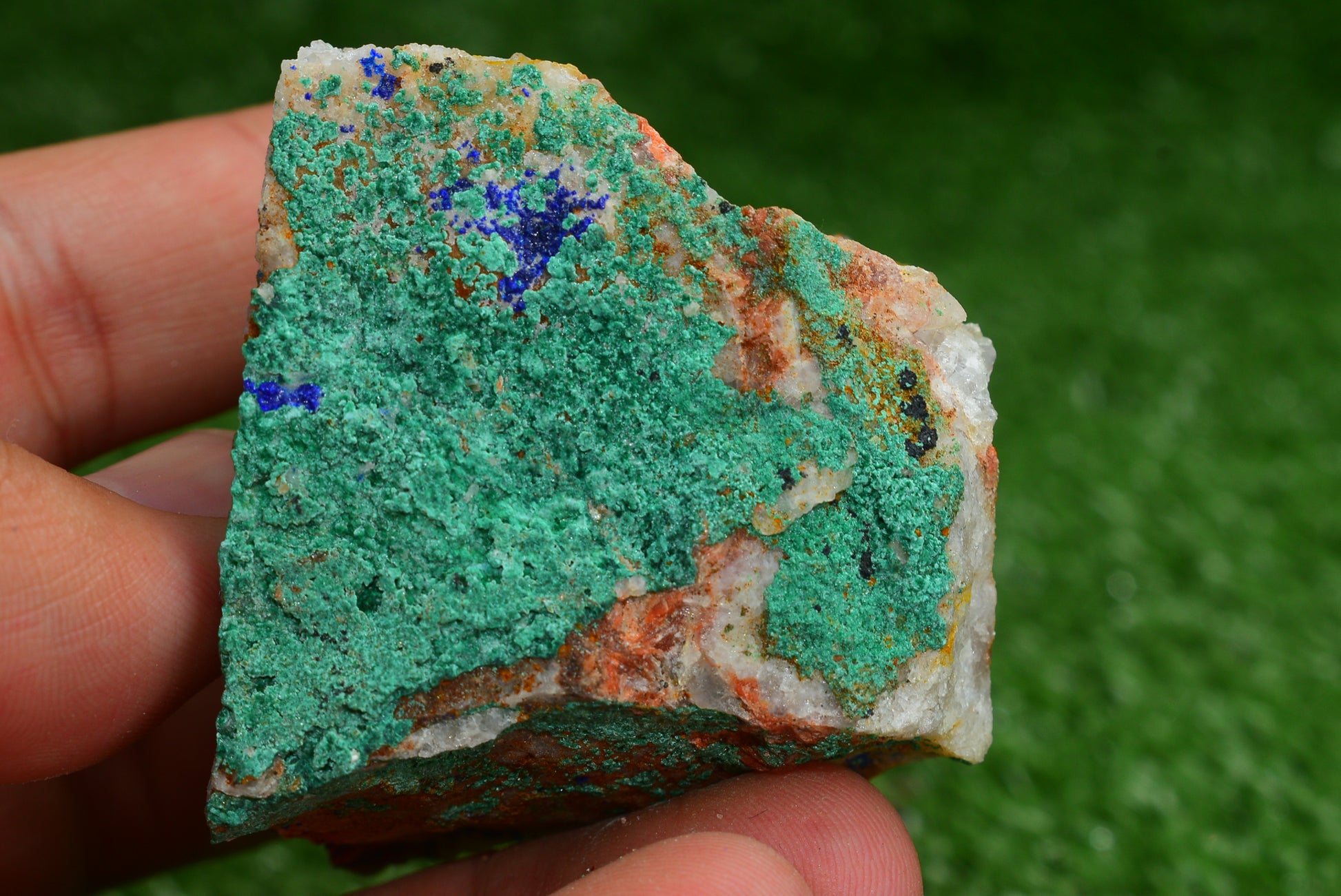 Azurite over Malachite Crystal from Morocco - Freeform Cluster Shape, Natural and Genuine - MeteoriteNwa.com