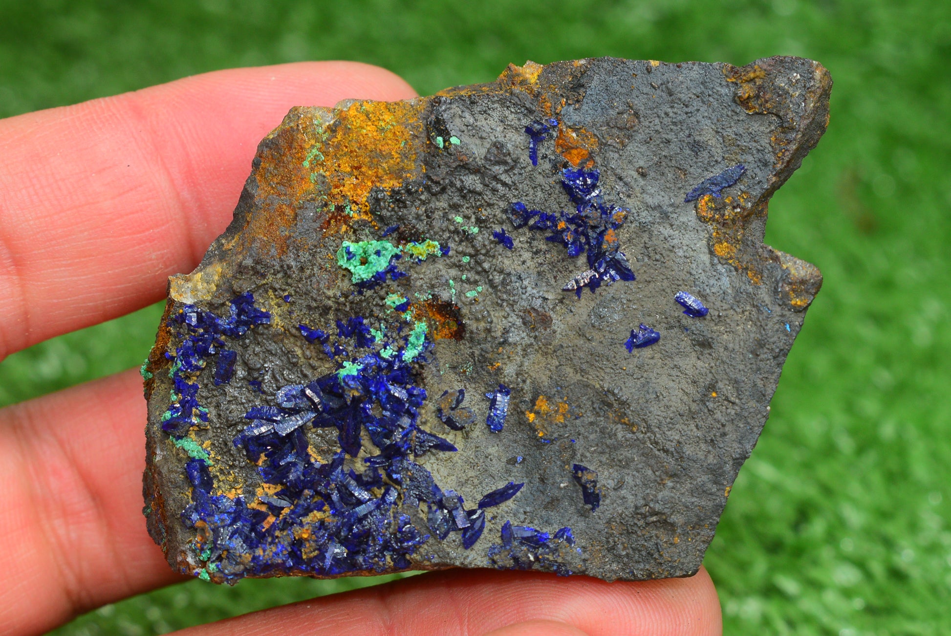 Azurite over Malachite Crystal from Morocco - Freeform Cluster Shape, Natural and Genuine - MeteoriteNwa.com