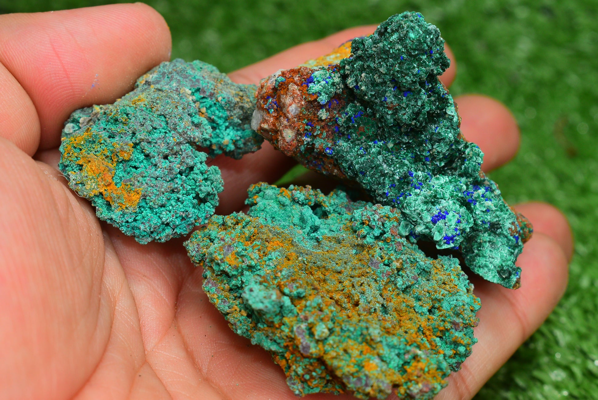 Azurite over Malachite Crystal from Morocco - Freeform Cluster Shape, Natural and Genuine - MeteoriteNwa.com