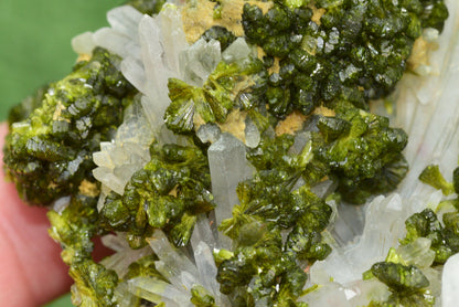 Stunning Epidote in Quartz Cluster from Imilchil, Morocco - A Unique Piece - MeteoriteNwa.com
