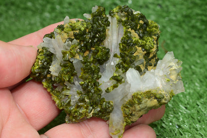 Stunning Epidote in Quartz Cluster from Imilchil, Morocco - A Unique Piece - MeteoriteNwa.com