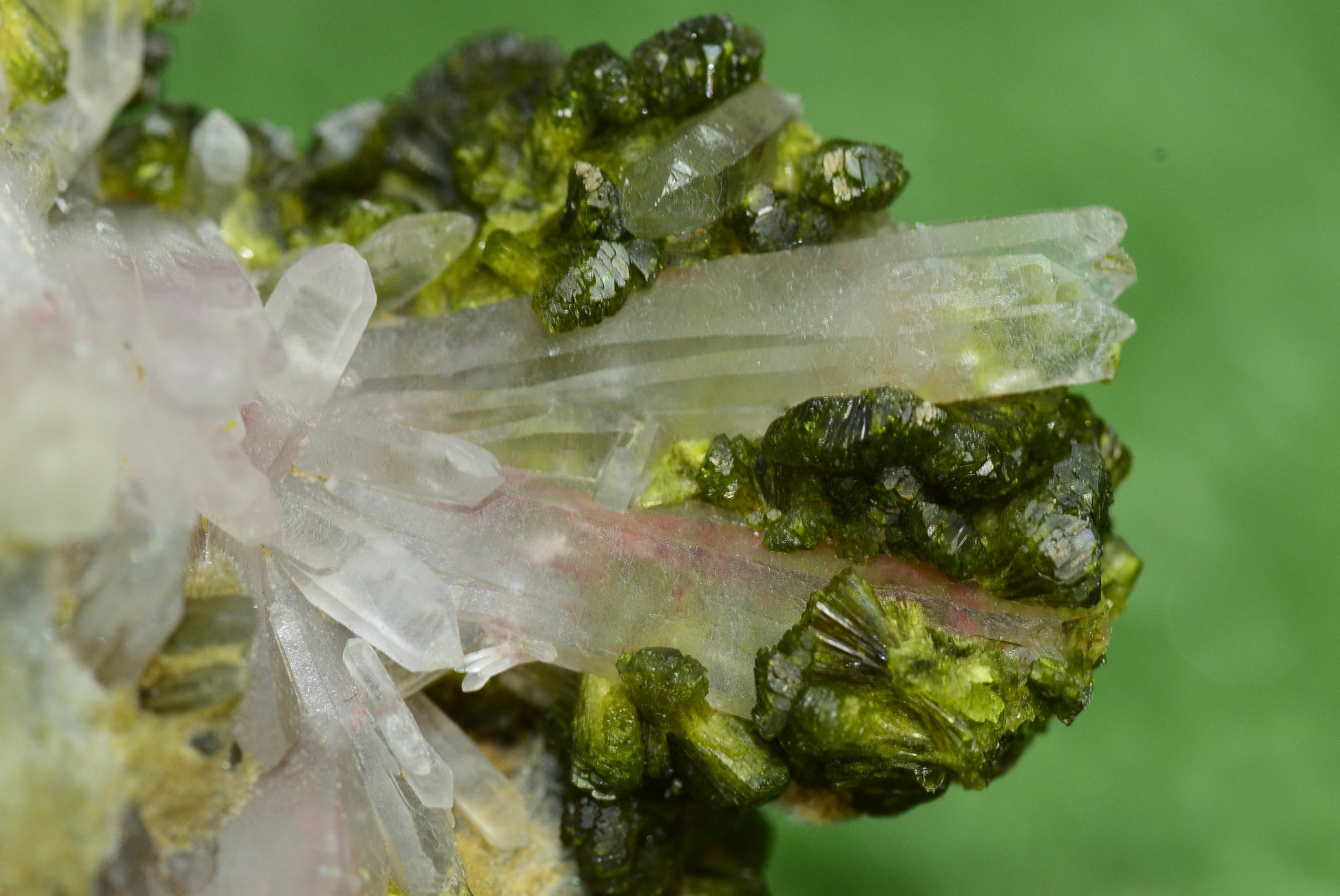 Stunning Epidote in Quartz Cluster from Imilchil, Morocco - A Unique Piece - MeteoriteNwa.com